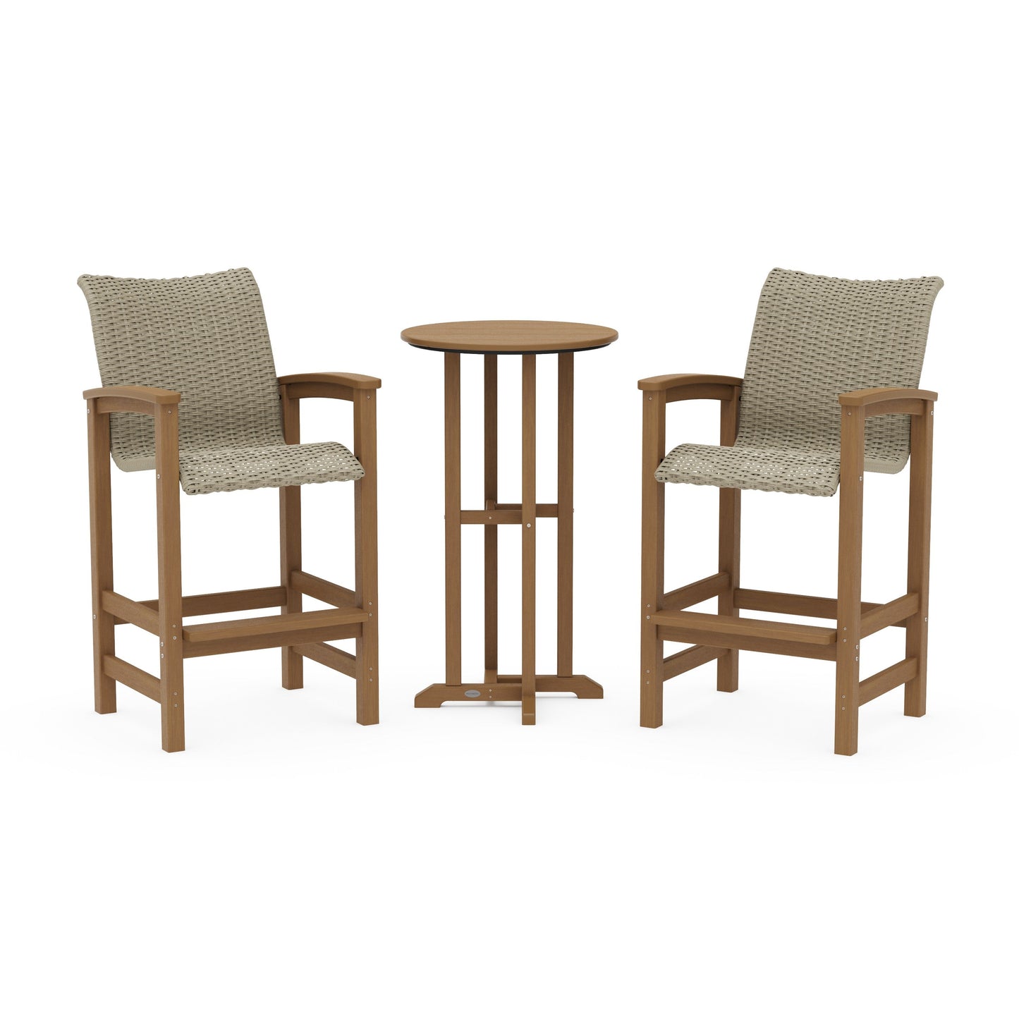 POLYWOOD Coastal Woven 3-Piece Farmhouse Bar Set — Natural / Dune Grass