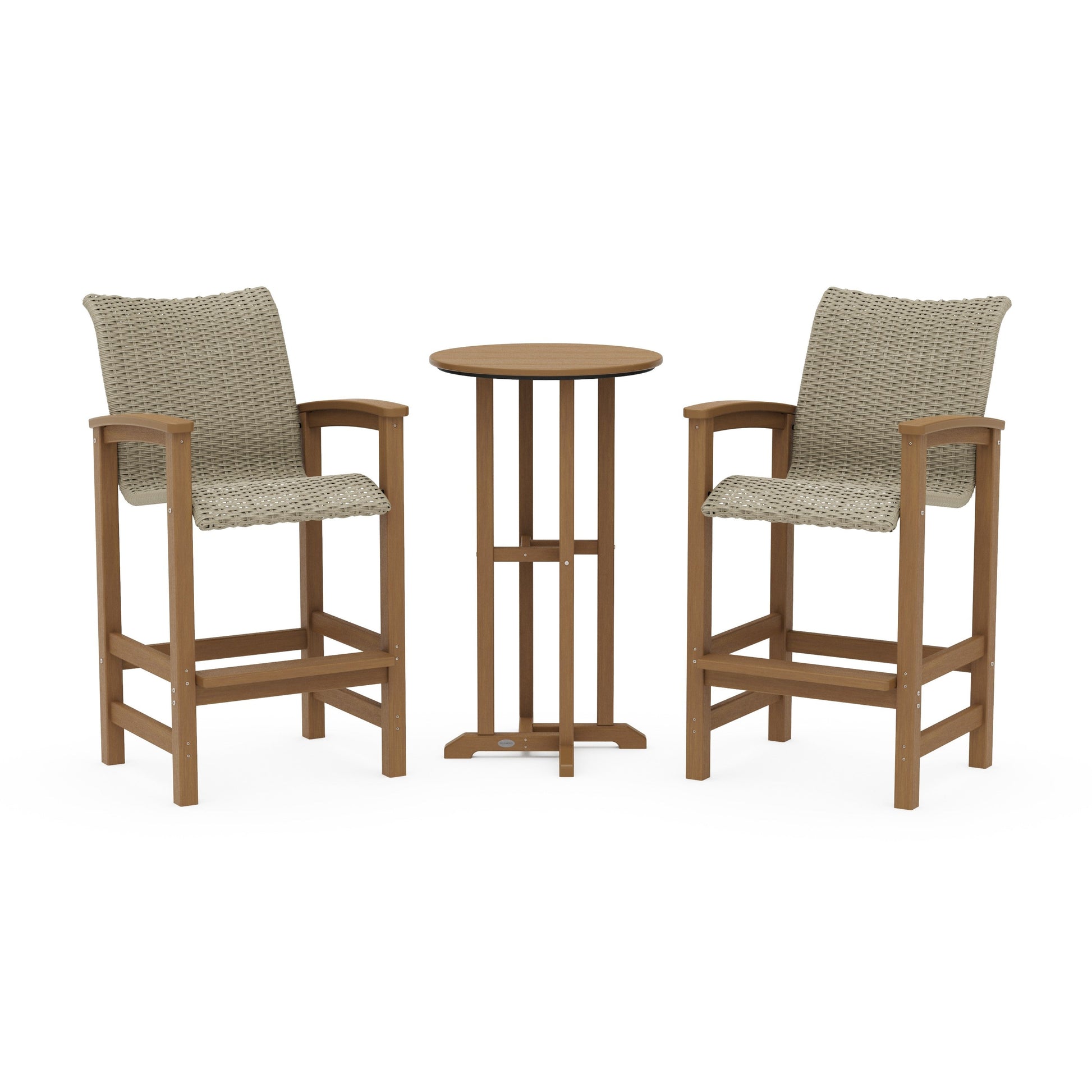 POLYWOOD Coastal Woven 3-Piece Farmhouse Bar Set — Natural / Dune Grass