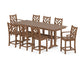 POLYWOOD Chippendale 9-Piece Farmhouse Counter Set with Trestle Legs — Teak