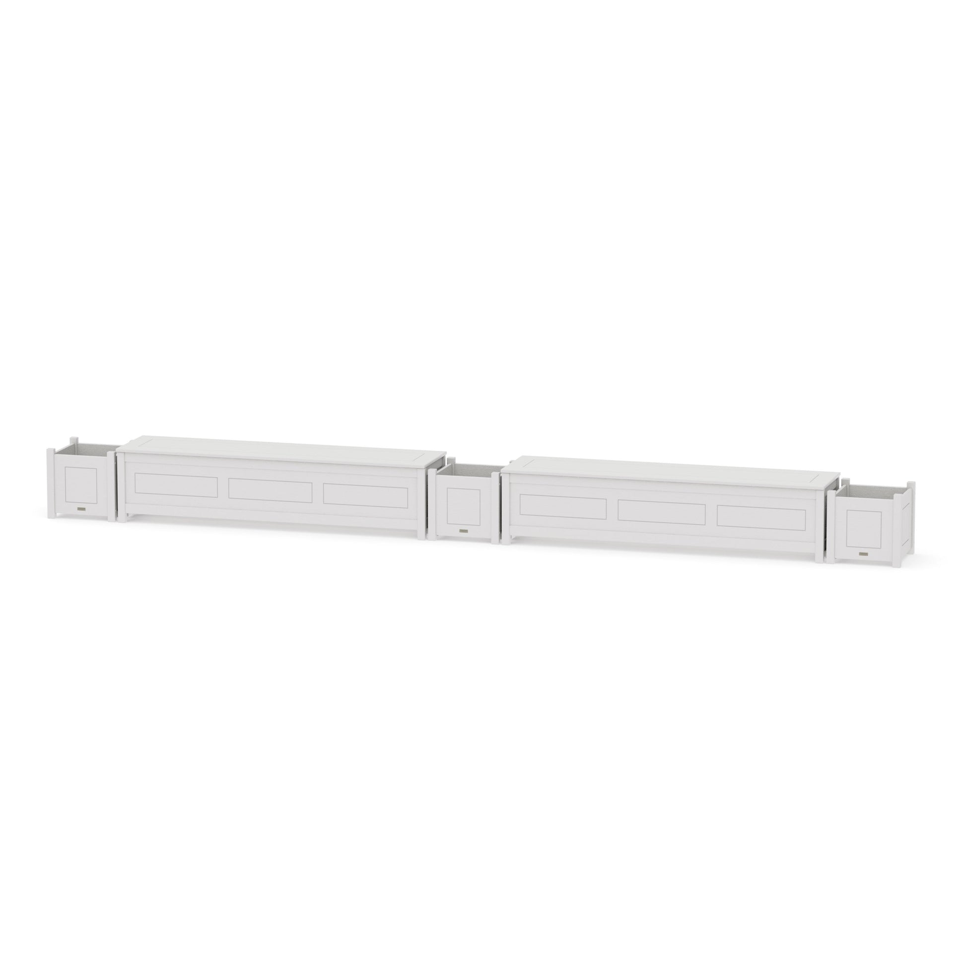 POLYWOOD 72" Country Living Straight Double Planter Storage Bench Set — Vintage White