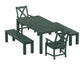 POLYWOOD Braxton 5-Piece Parsons Dining Set with Benches — Green