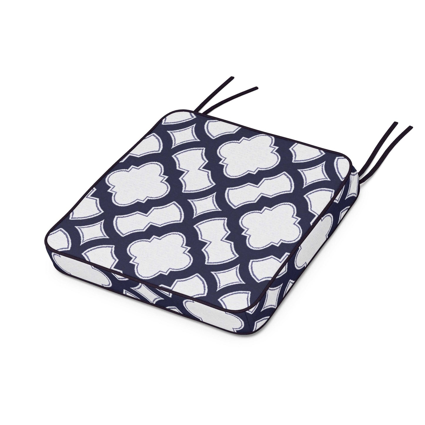 POLYWOOD Chinoiserie Side Chair Seat Cushion — Trellis Navy