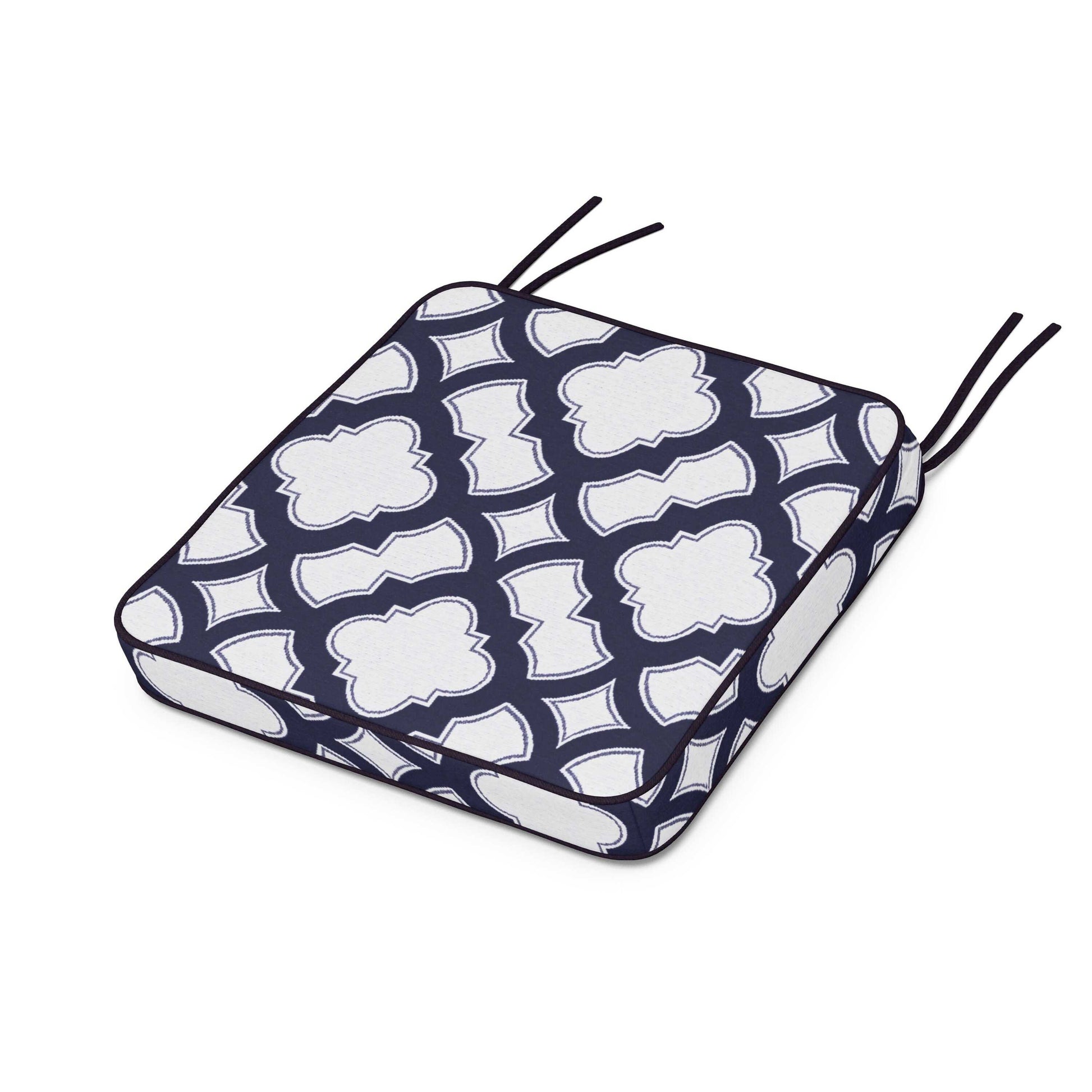 POLYWOOD Chinoiserie Side Chair Seat Cushion — Trellis Navy