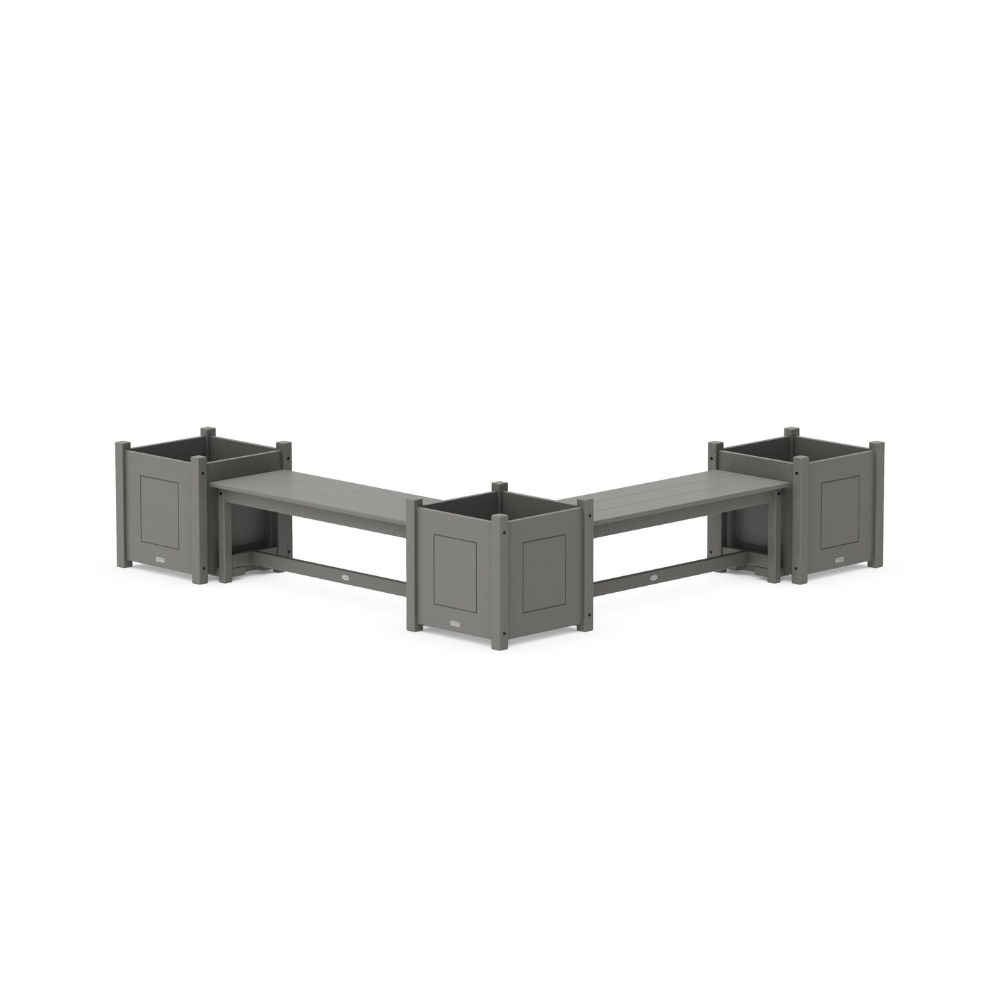POLYWOOD 48" Country Living L- Shaped Planter Bench Corner Set - Large — Slate Grey