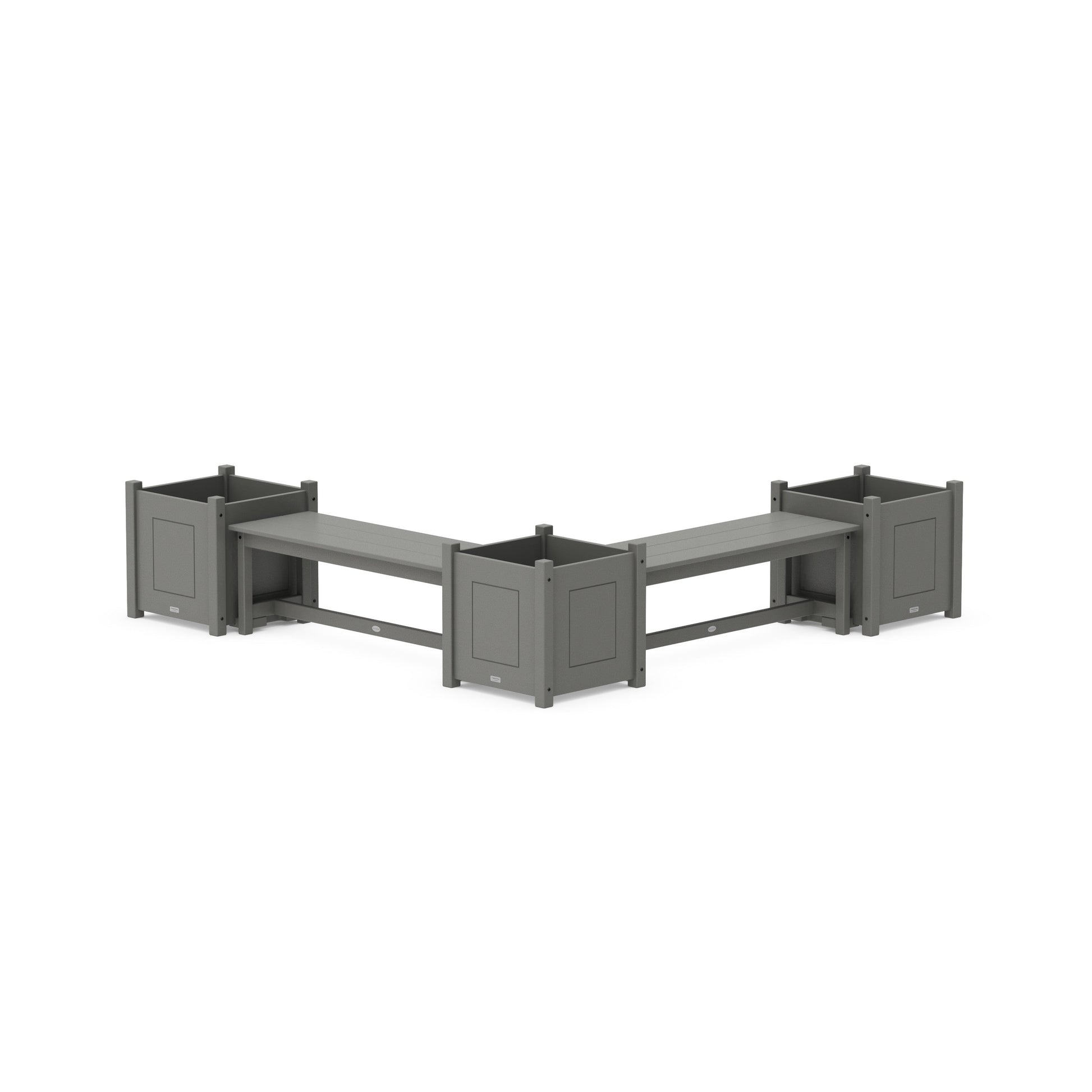 POLYWOOD 48" Country Living L- Shaped Planter Bench Corner Set - Large — Slate Grey