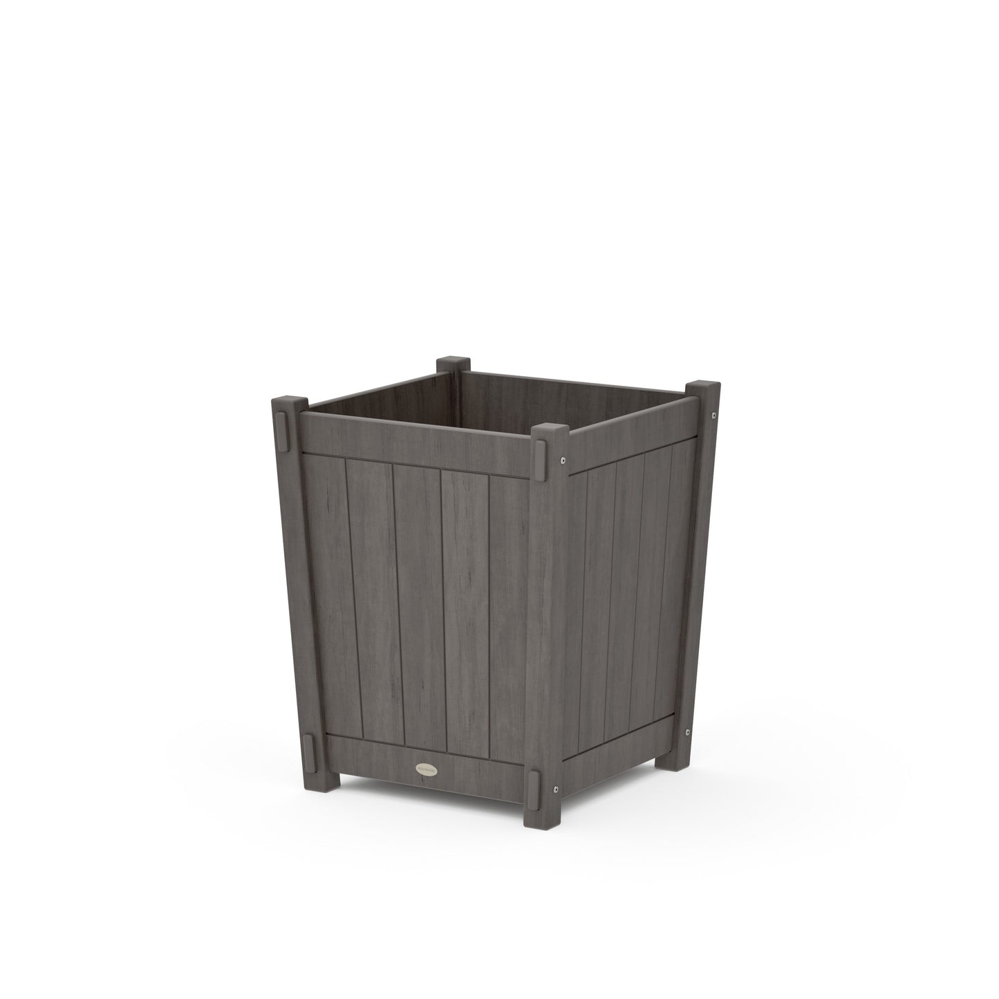 POLYWOOD Vineyard Large Tapered Square Short Planter Box — Driftwood