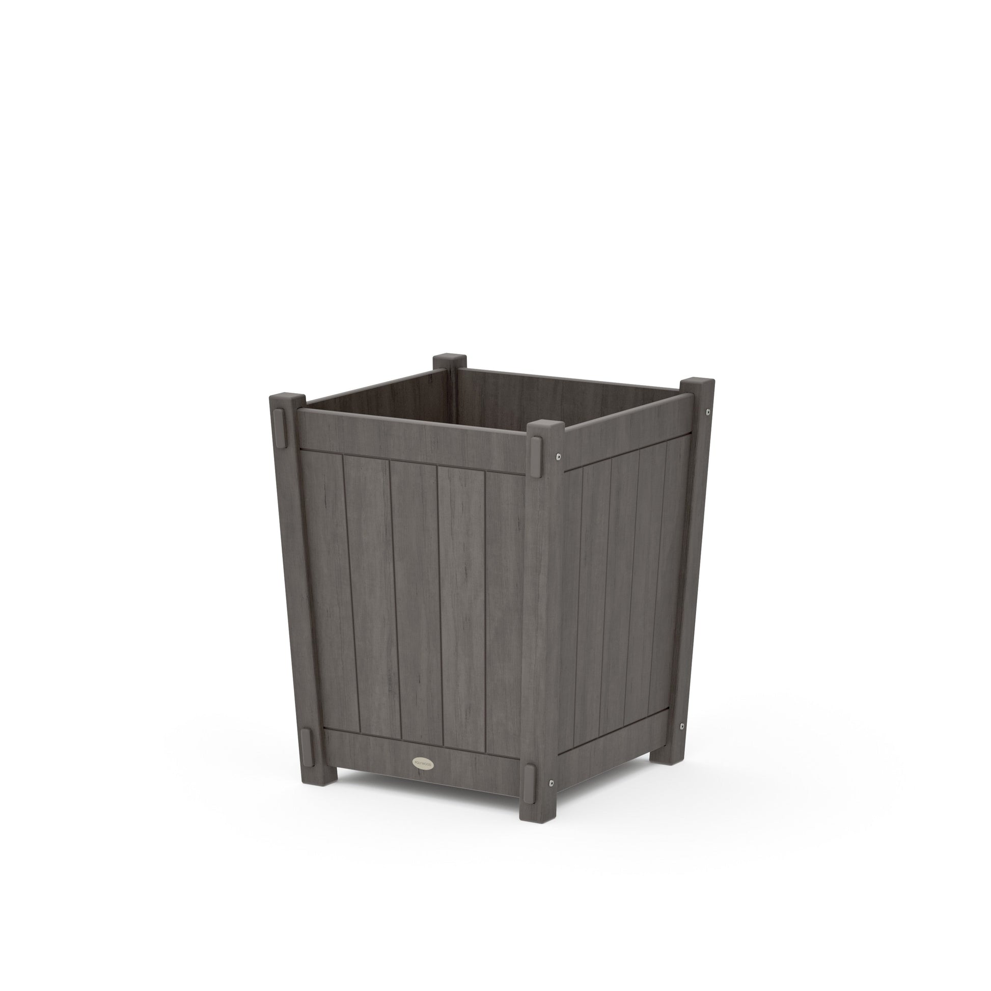 POLYWOOD Vineyard Large Tapered Square Short Planter Box — Driftwood