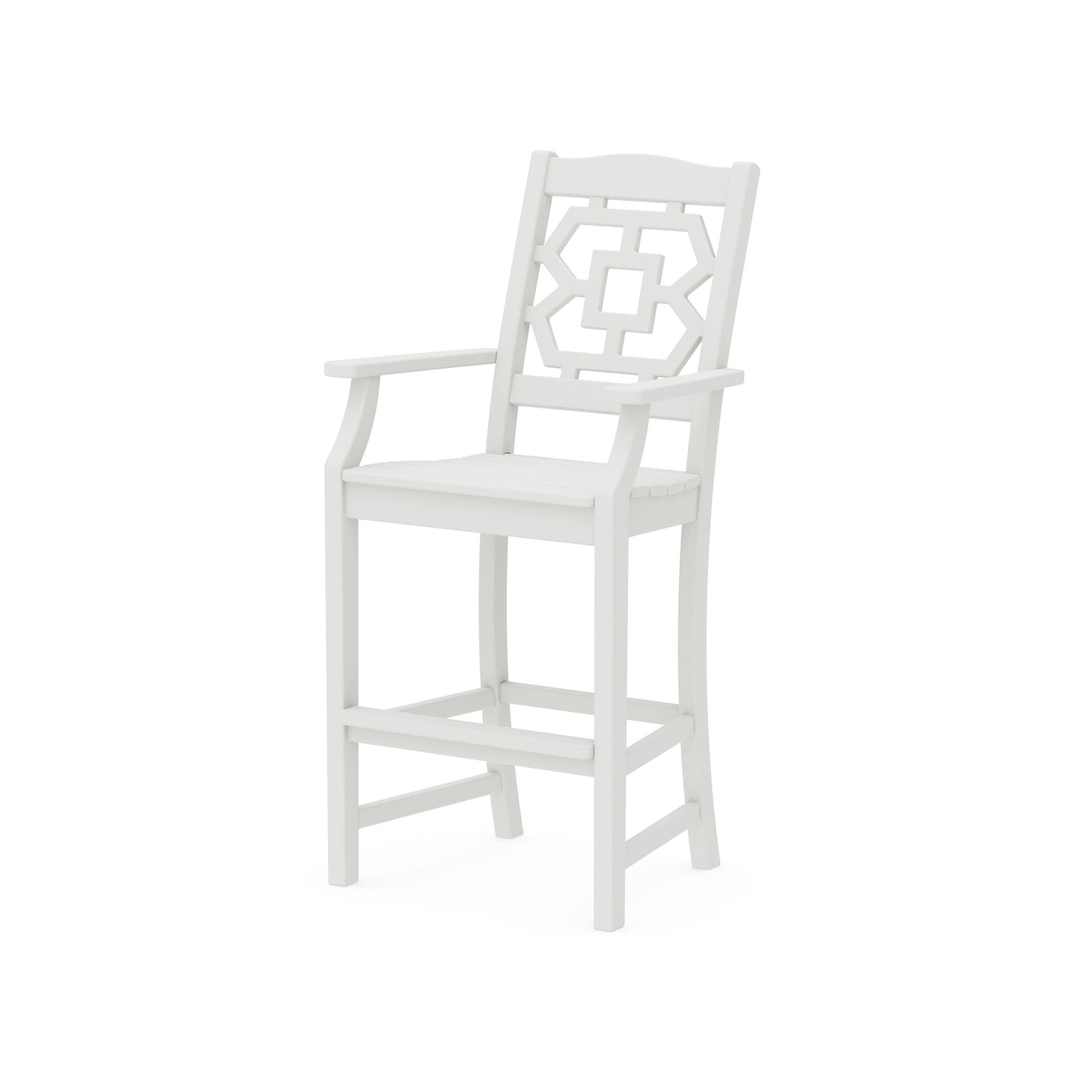 POLYWOOD Chinoiserie Bar Arm Chair — Vintage White