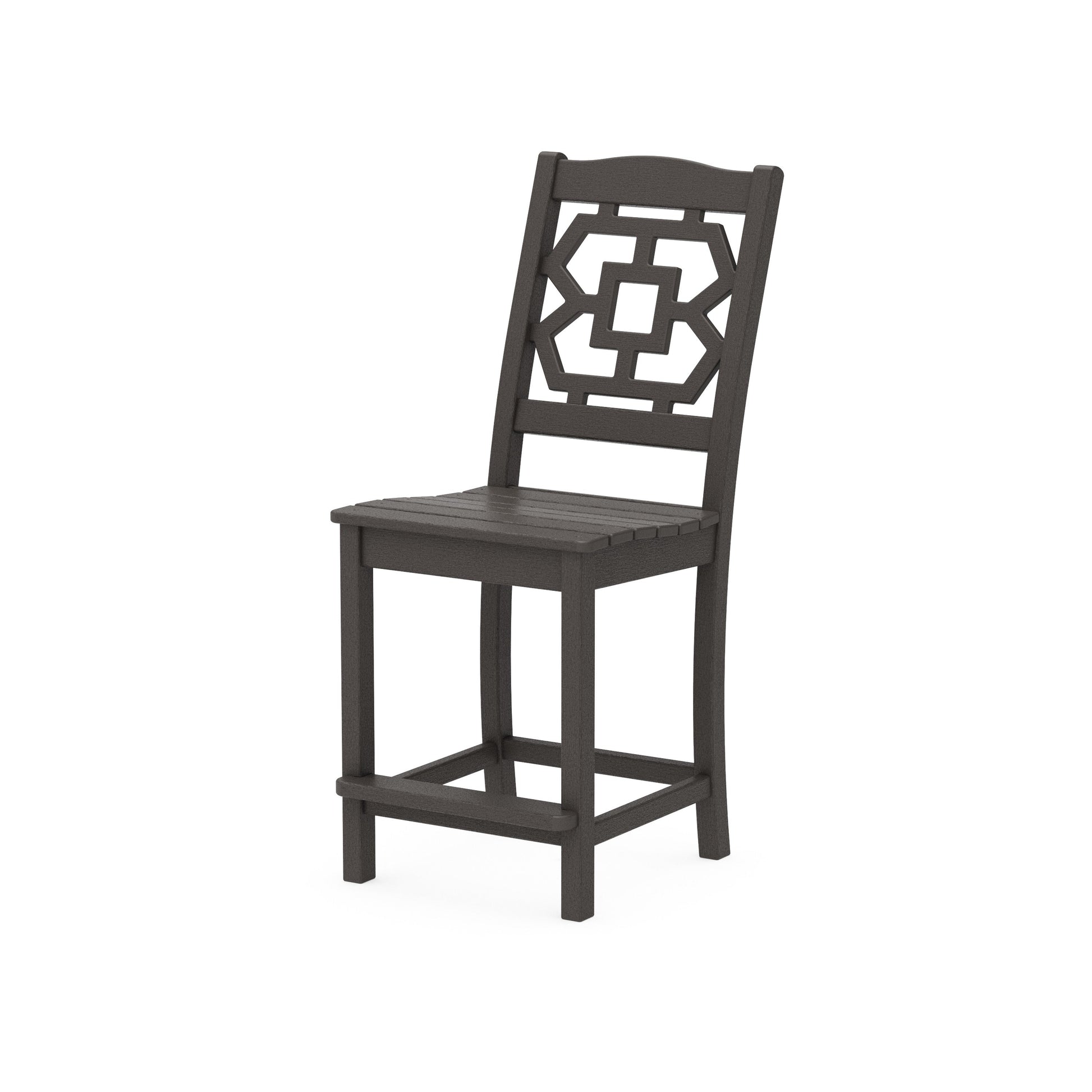 POLYWOOD Chinoiserie Counter Side Chair — Vintage Coffee