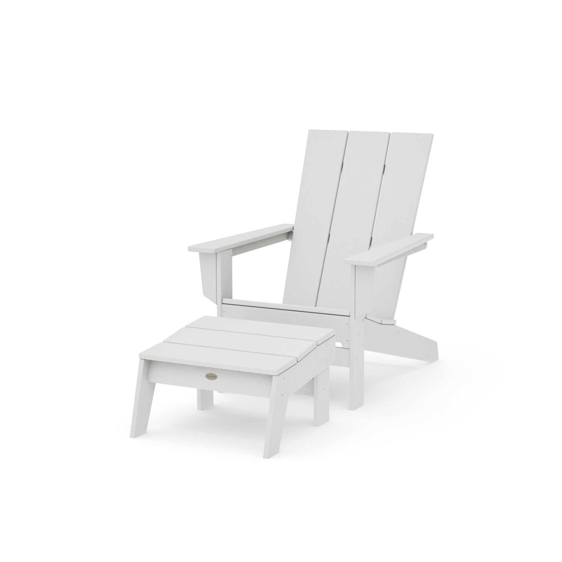 POLYWOOD Modern Studio Adirondack Chair with Ottoman — Vintage White