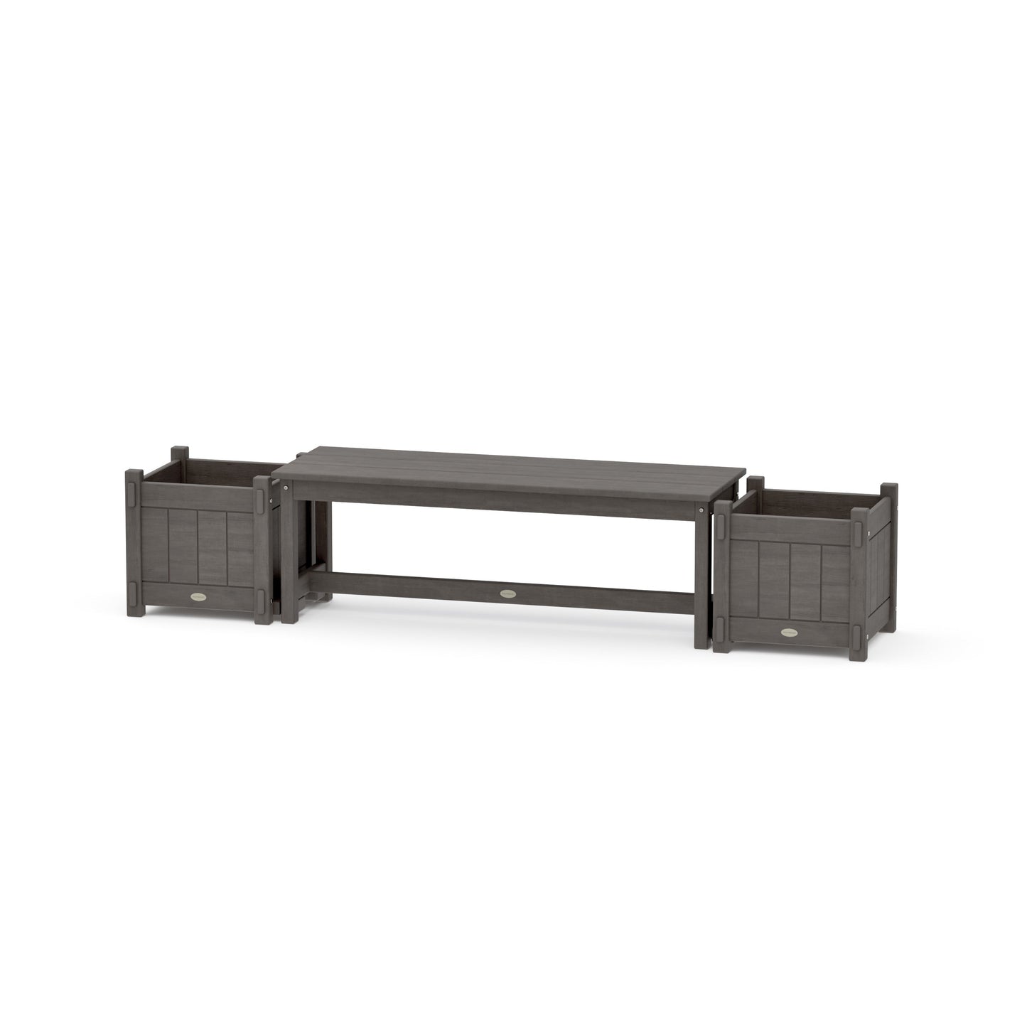 POLYWOOD 48" Vineyard Straight Planter Bench Set — Driftwood