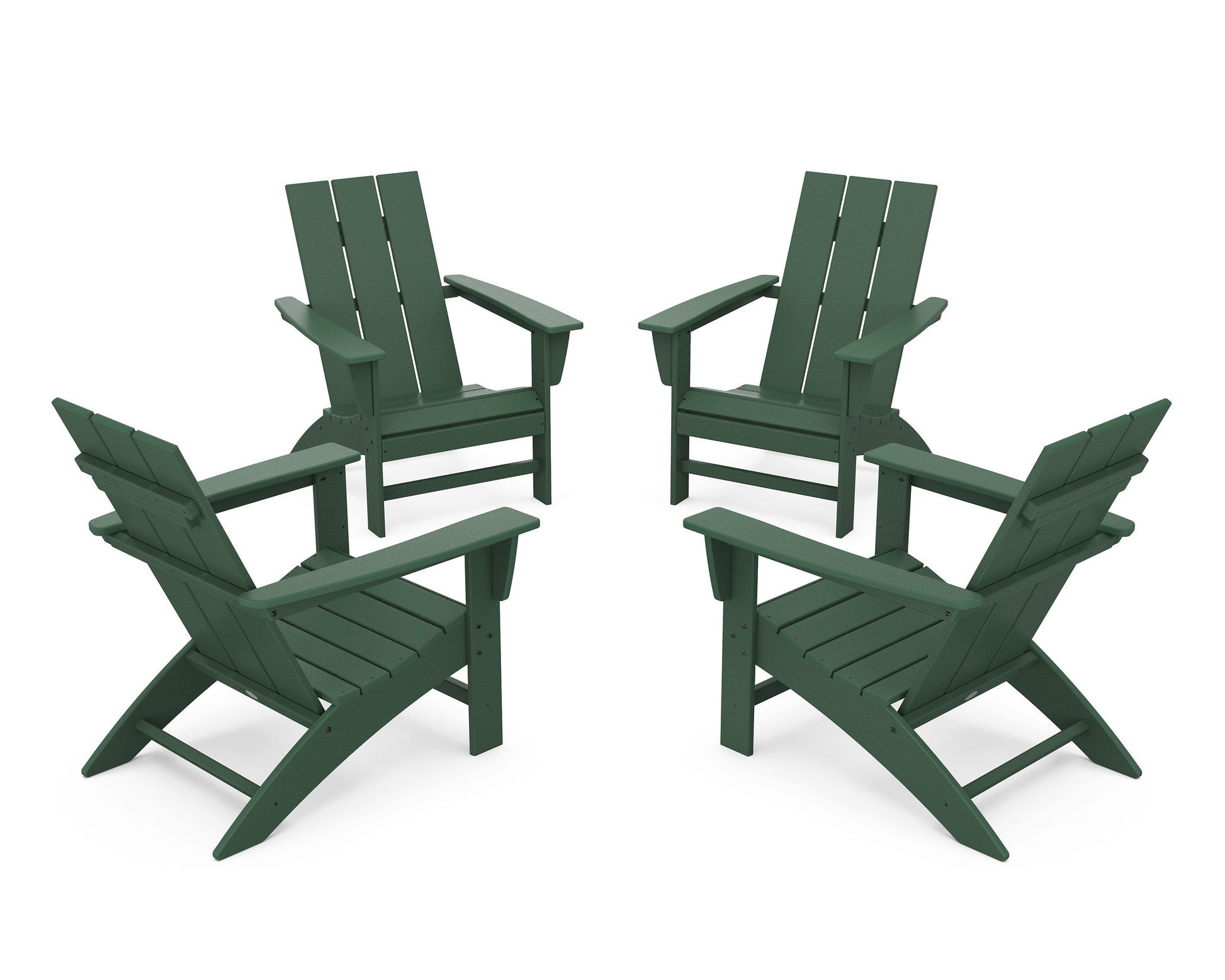 POLYWOOD 4-Piece Modern Adirondack Chair Conversation Set — Green