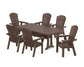 POLYWOOD Nautical Curveback Adirondack 7-Piece Farmhouse Dining Set with Trestle Legs — Mahogany