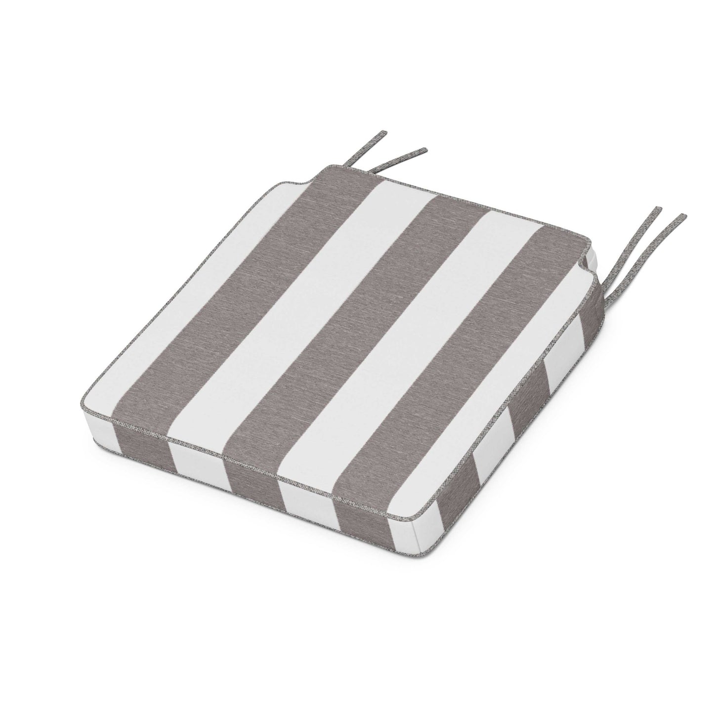 POLYWOOD Acadia Dining Side Seat Cushion — Cabana Stripe Grey Mist