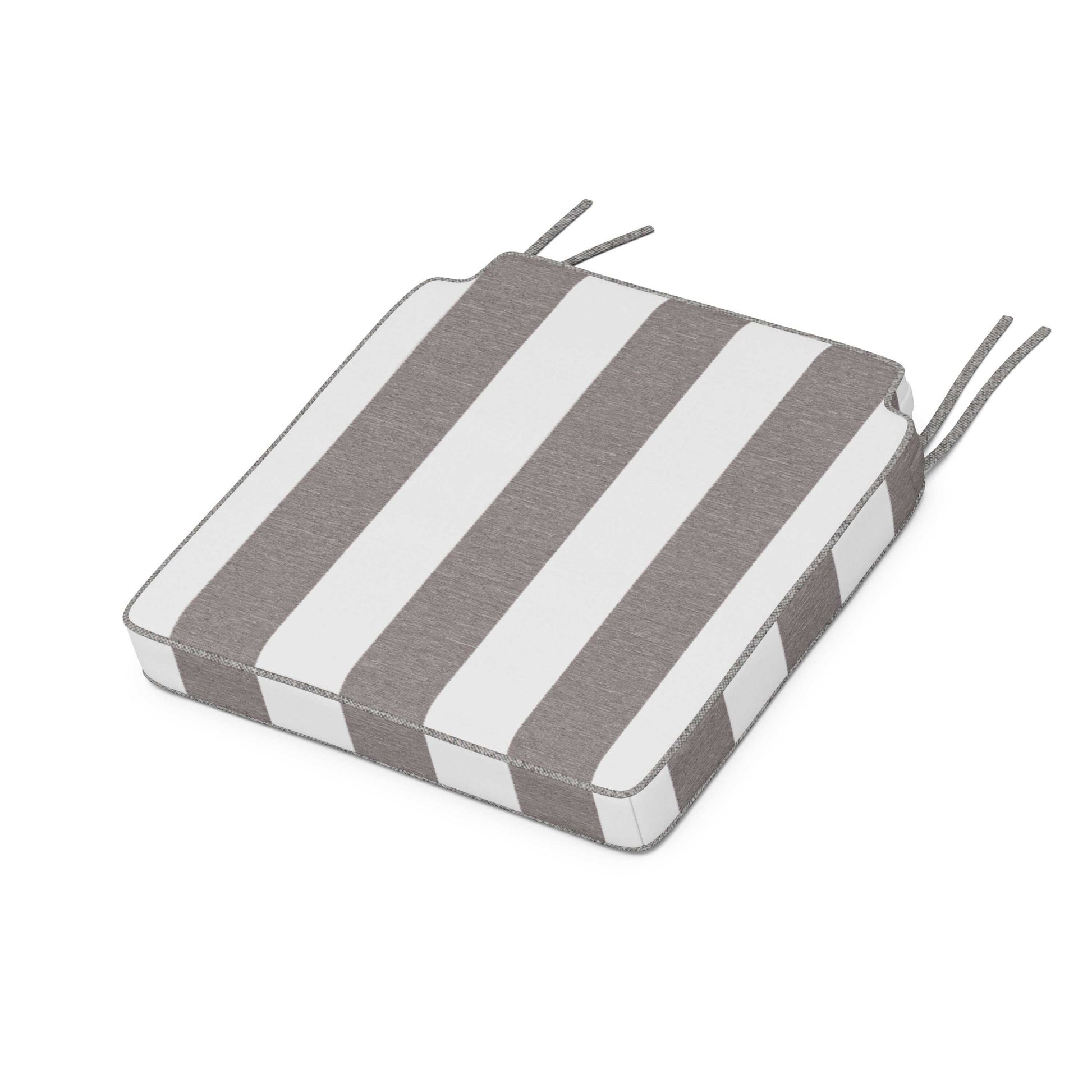 POLYWOOD Acadia Dining Side Seat Cushion — Cabana Stripe Grey Mist