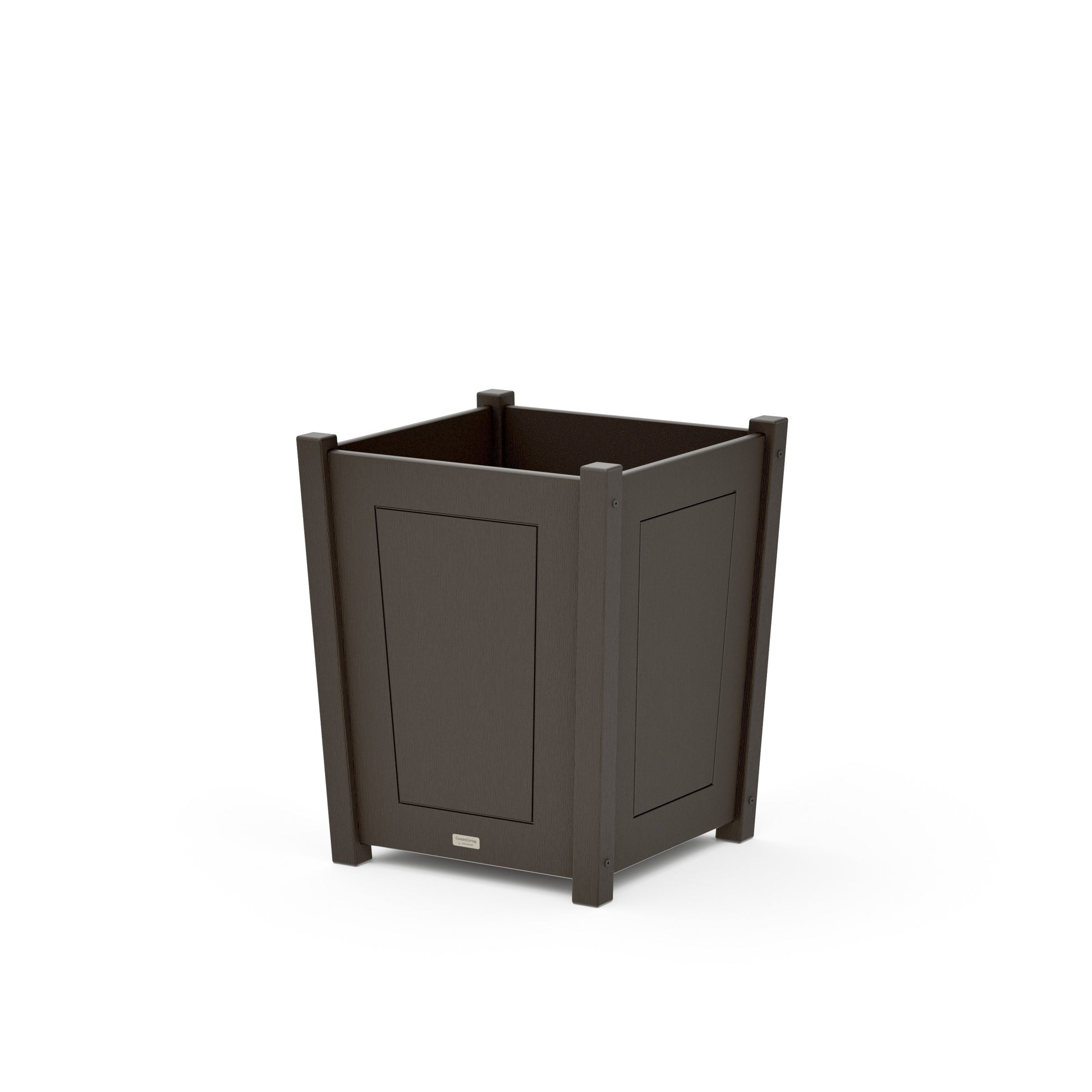 POLYWOOD Country Living Large Tapered Square Short Planter Box — Vintage Coffee