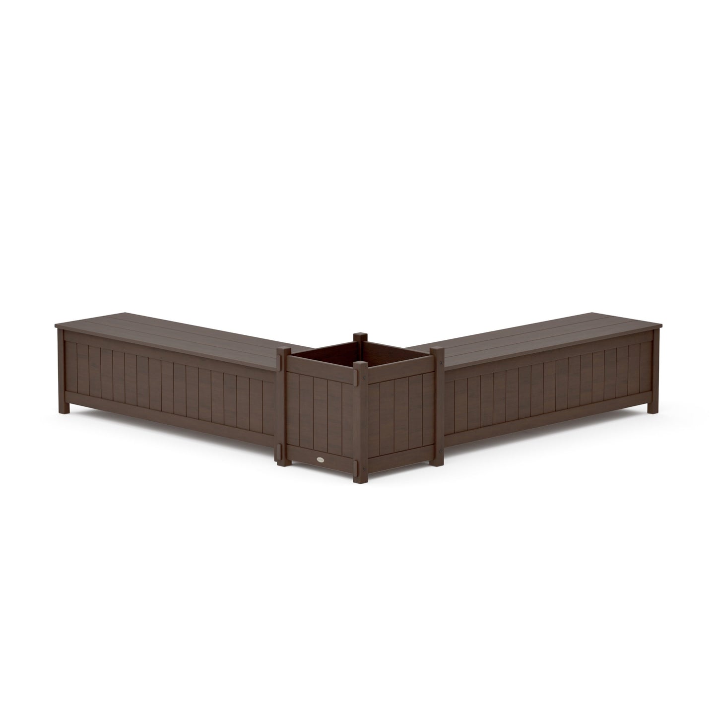 POLYWOOD 60" Vineyard L- Shaped Planter Storage Bench Set- Large — Kona