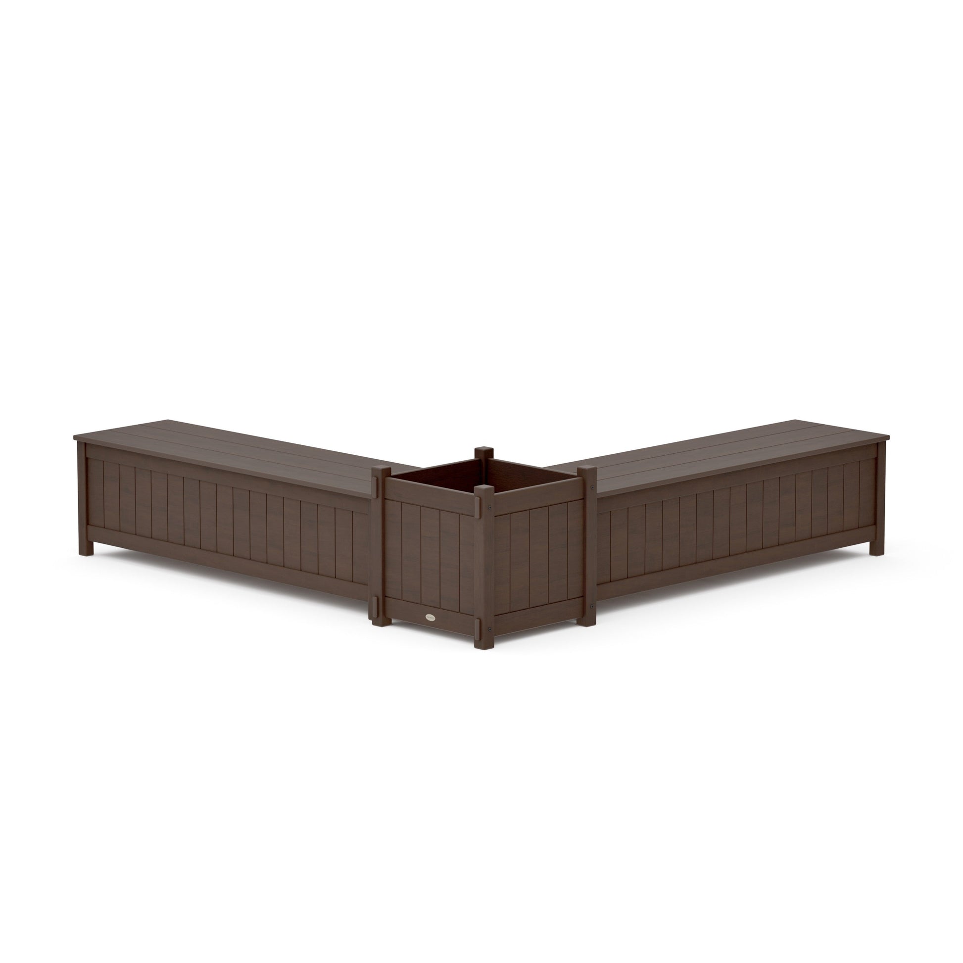 POLYWOOD 60" Vineyard L- Shaped Planter Storage Bench Set- Large — Kona