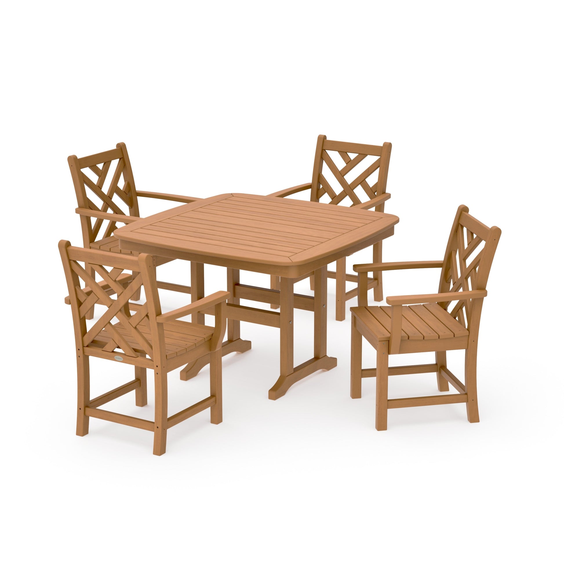 POLYWOOD Chippendale 5-Piece Dining Set with Trestle Legs — Natural