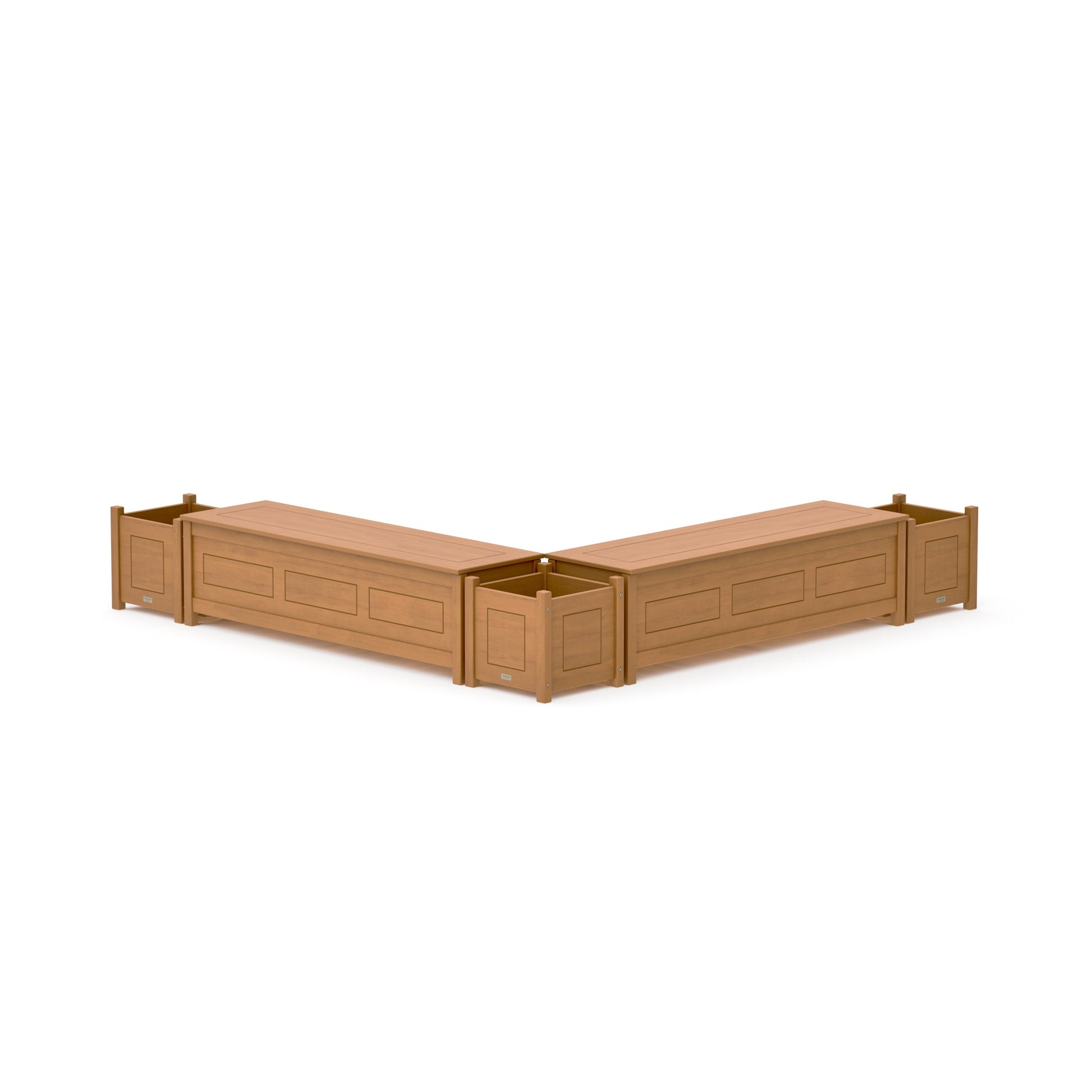 POLYWOOD 60" Country Living L- Shaped Planter Storage Bench Corner Set — Natural