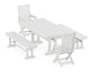 POLYWOOD Captain Folding Chair 5-Piece Farmhouse Dining Set With Trestle Legs — White