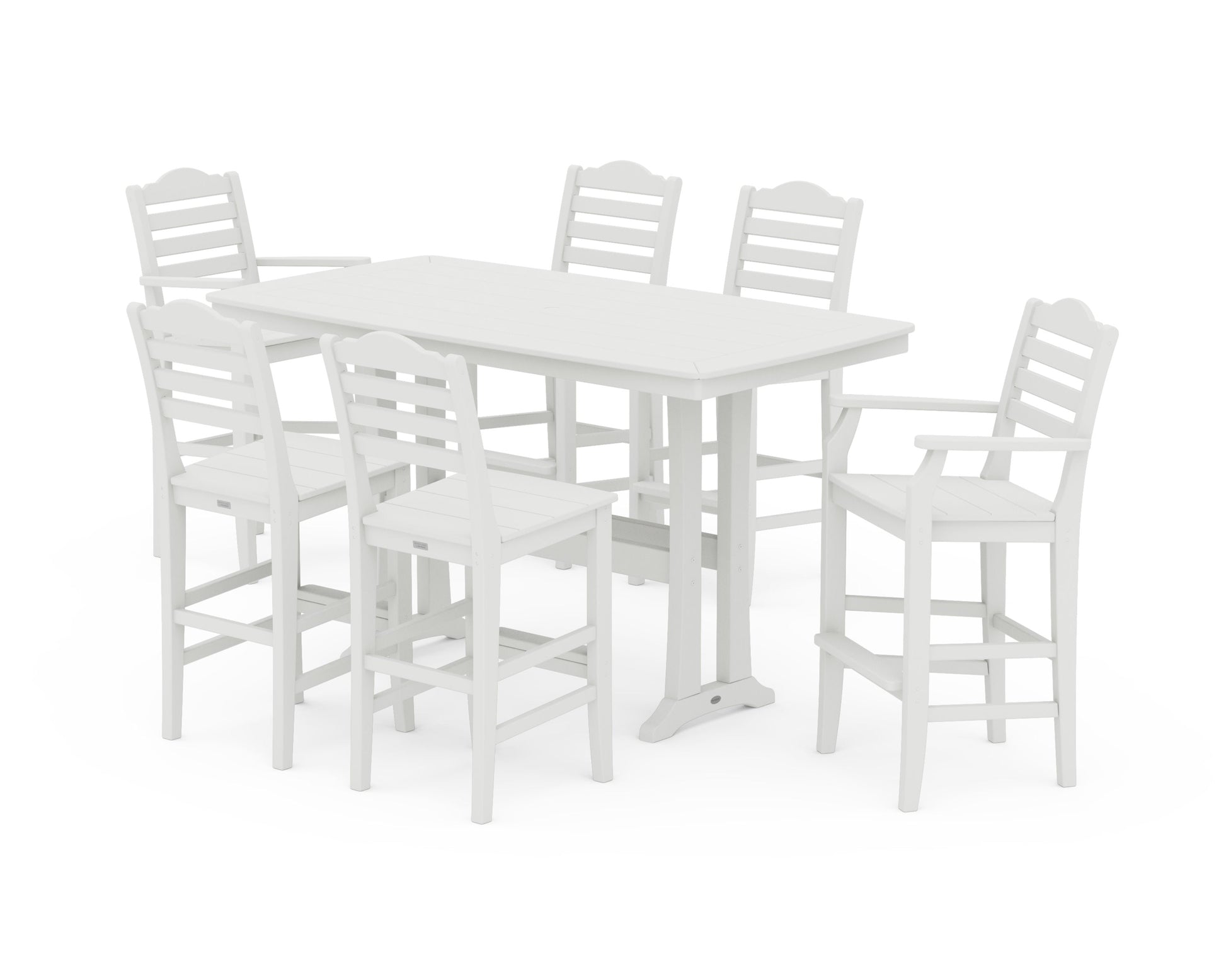 POLYWOOD Savannah 7-Piece Bar Set with Trestle Legs — Vintage White