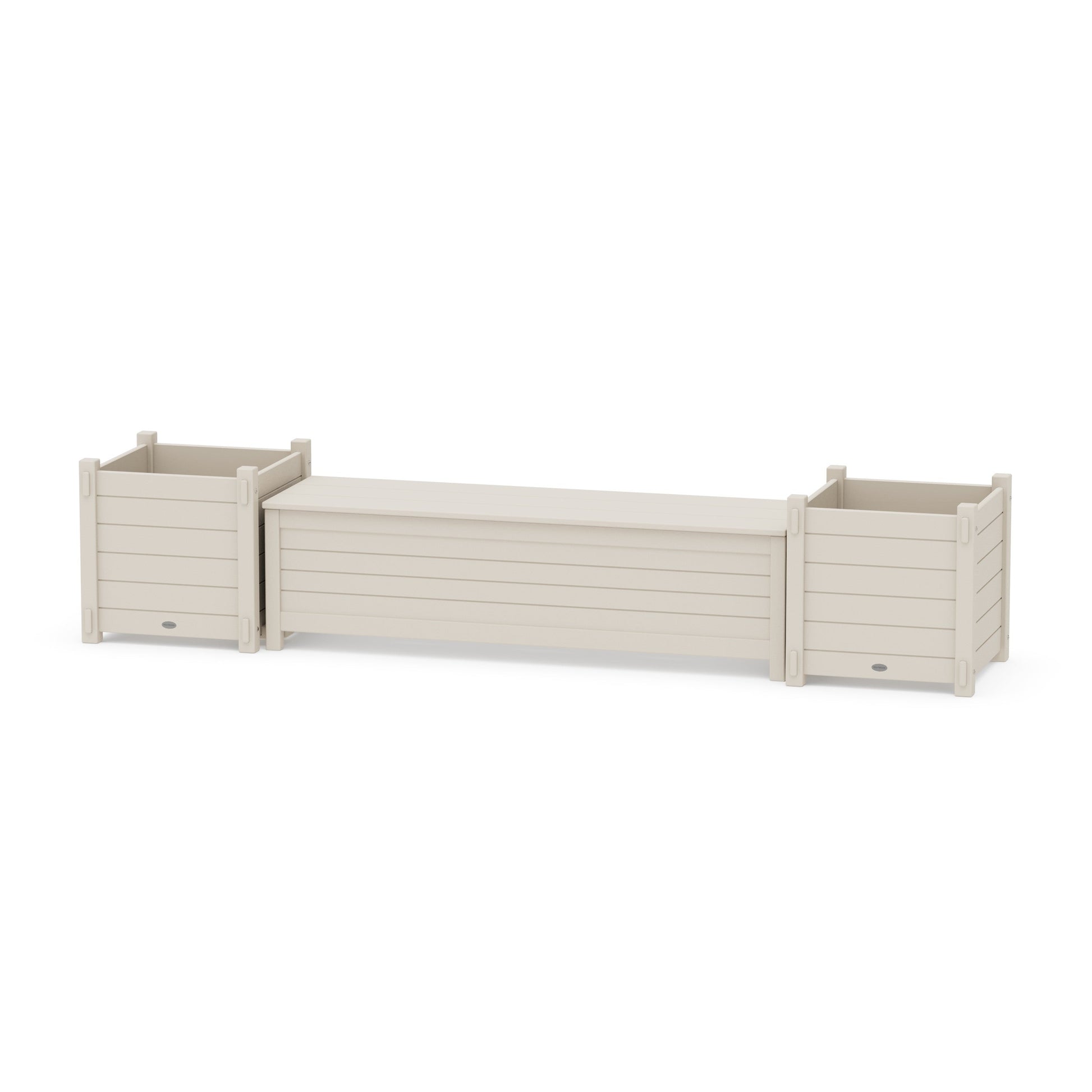 POLYWOOD 60" Nautical Straight Planter Storage Bench Set- Large — Sand