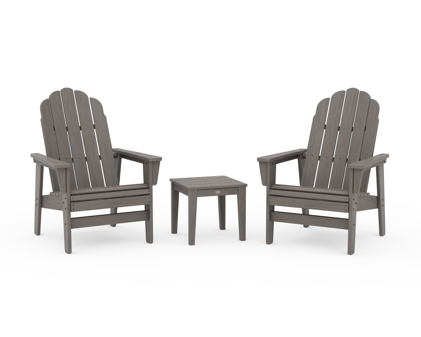 POLYWOOD 3-Piece Vineyard Grand Upright Adirondack Set — Driftwood