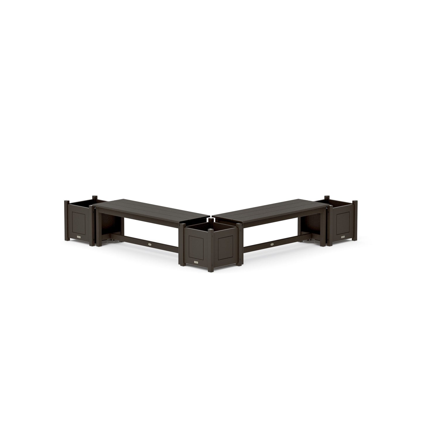 POLYWOOD 48" Country Living L- Shaped Planter Bench Corner Set — Vintage Coffee