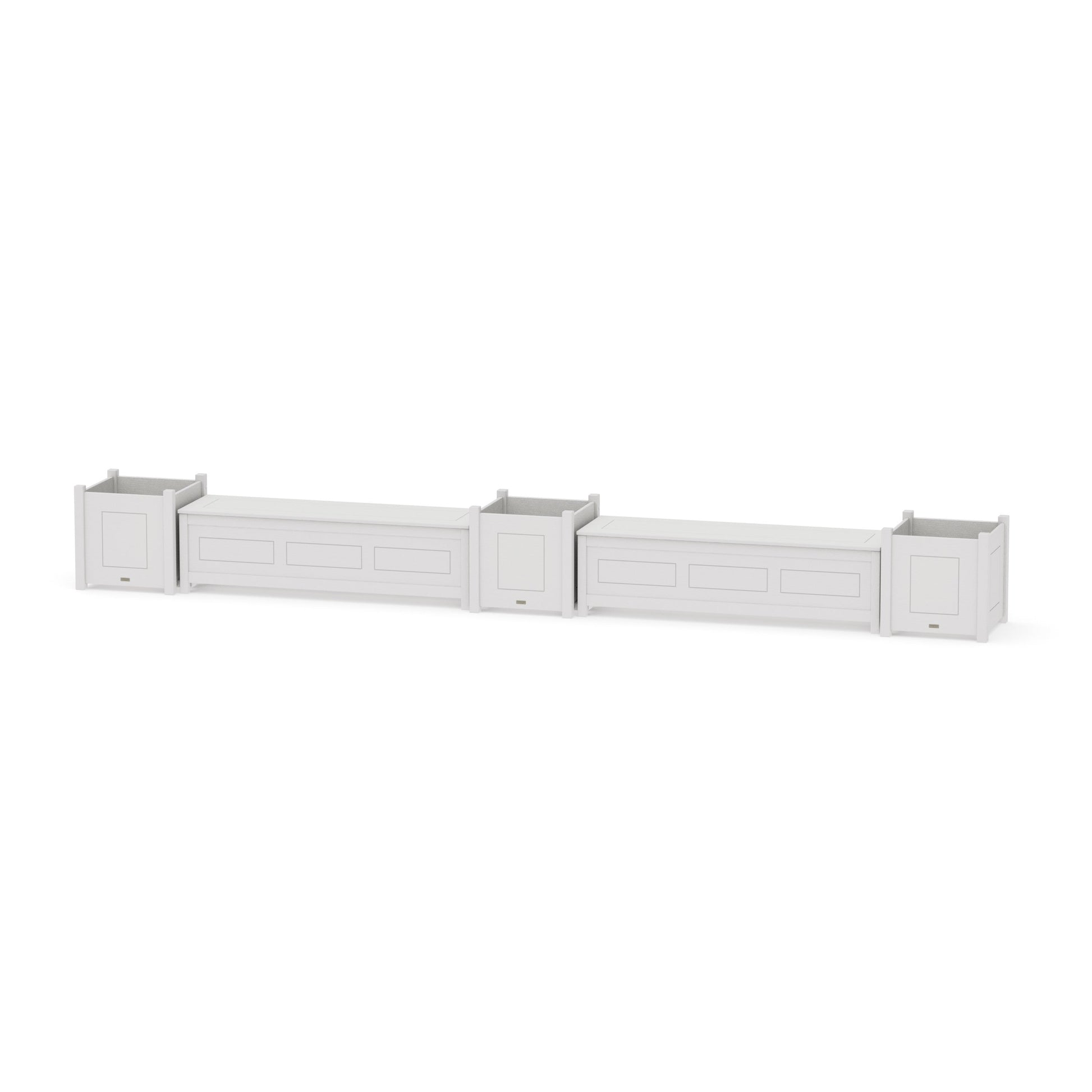 POLYWOOD 60" Country Living Straight Double Planter Storage Bench Set- Large — Vintage White