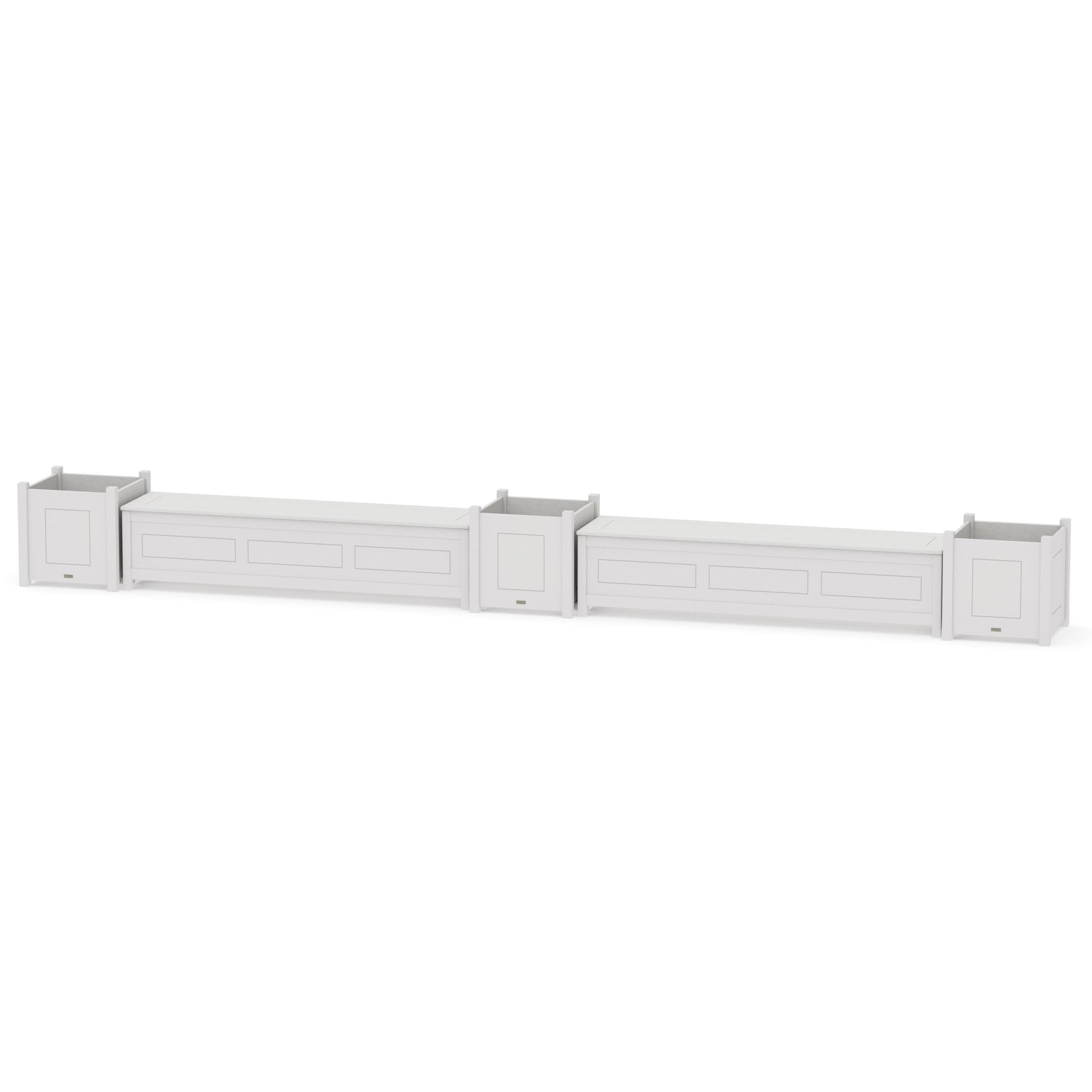 POLYWOOD 72" Country Living Straight Double Planter Storage Bench Set- Large — Vintage White
