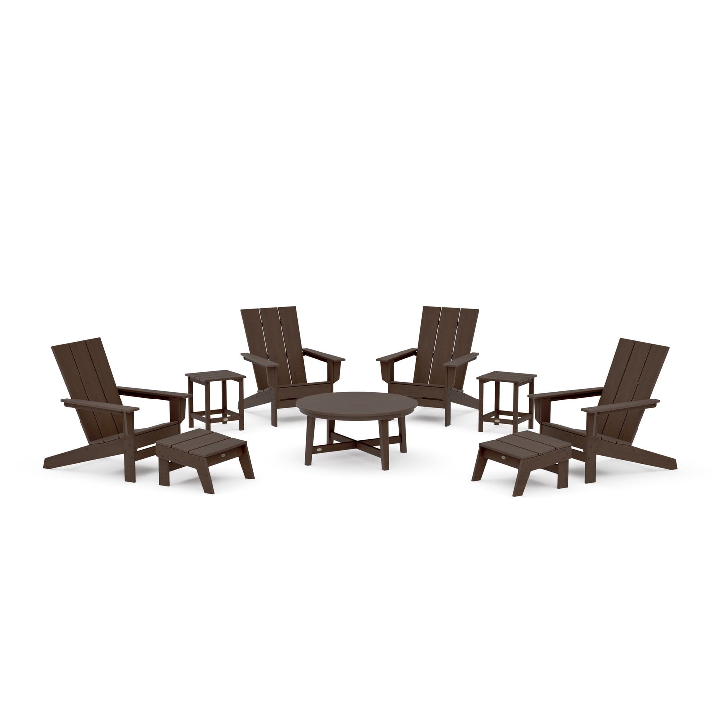 POLYWOOD Modern Studio Adirondack 9-Piece Conversation Set — Kona