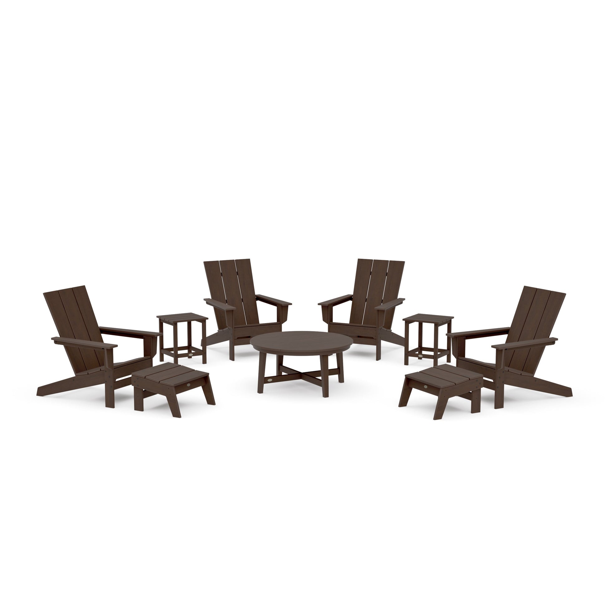 POLYWOOD Modern Studio Adirondack 9-Piece Conversation Set — Kona