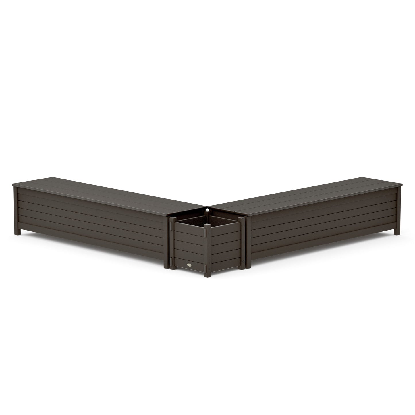 POLYWOOD 72" Nautical L- Shaped Planter Storage Bench Set — Vintage Coffee