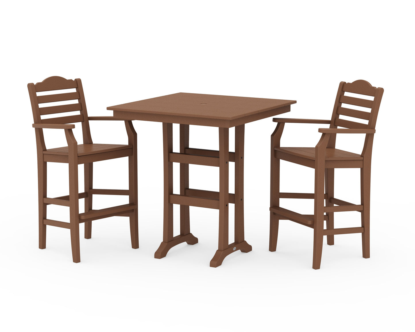 POLYWOOD Savannah 3-Piece Farmhouse Bar Set with Trestle Legs — Teak