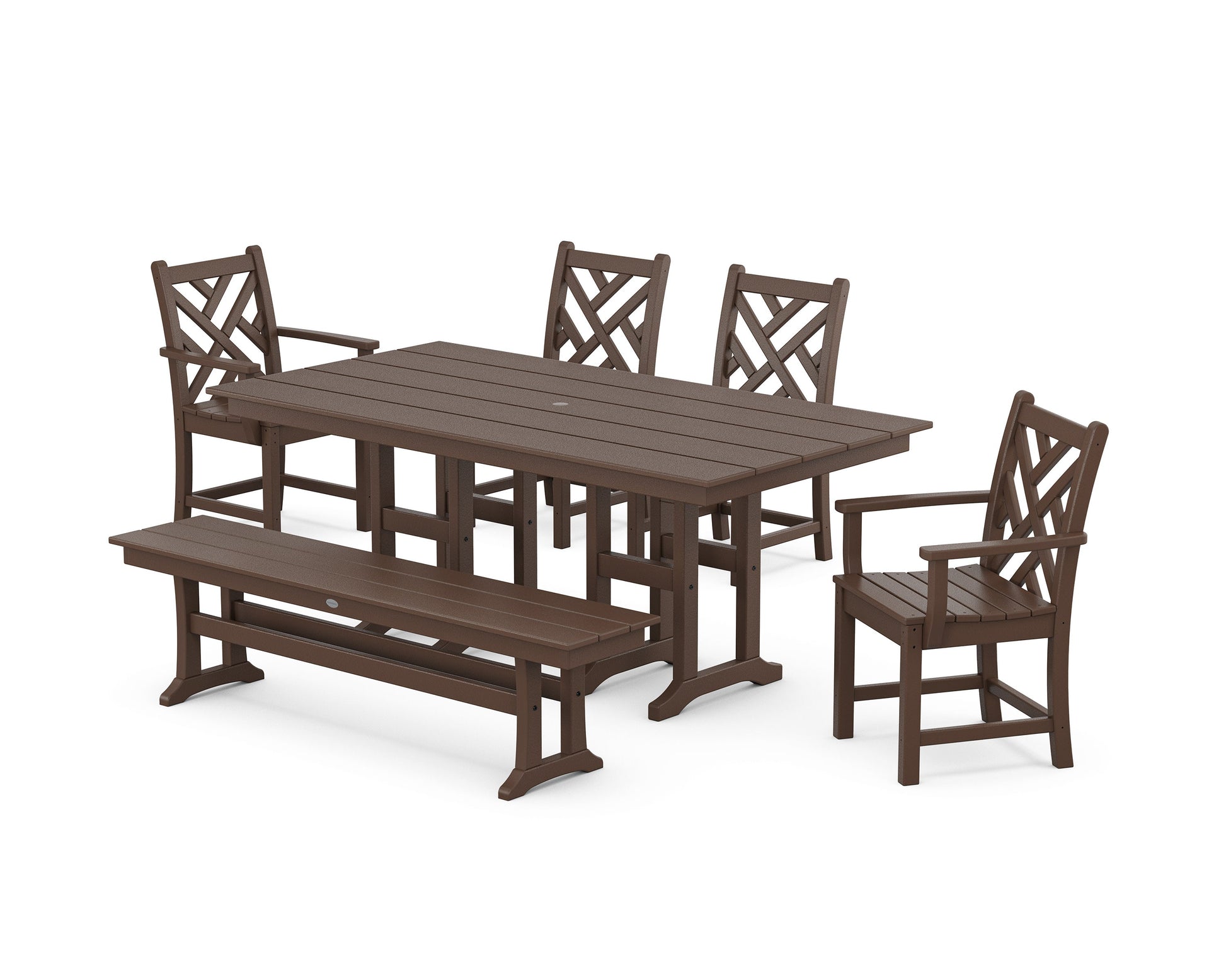 POLYWOOD Chippendale 6-Piece Farmhouse Dining Set — Mahogany