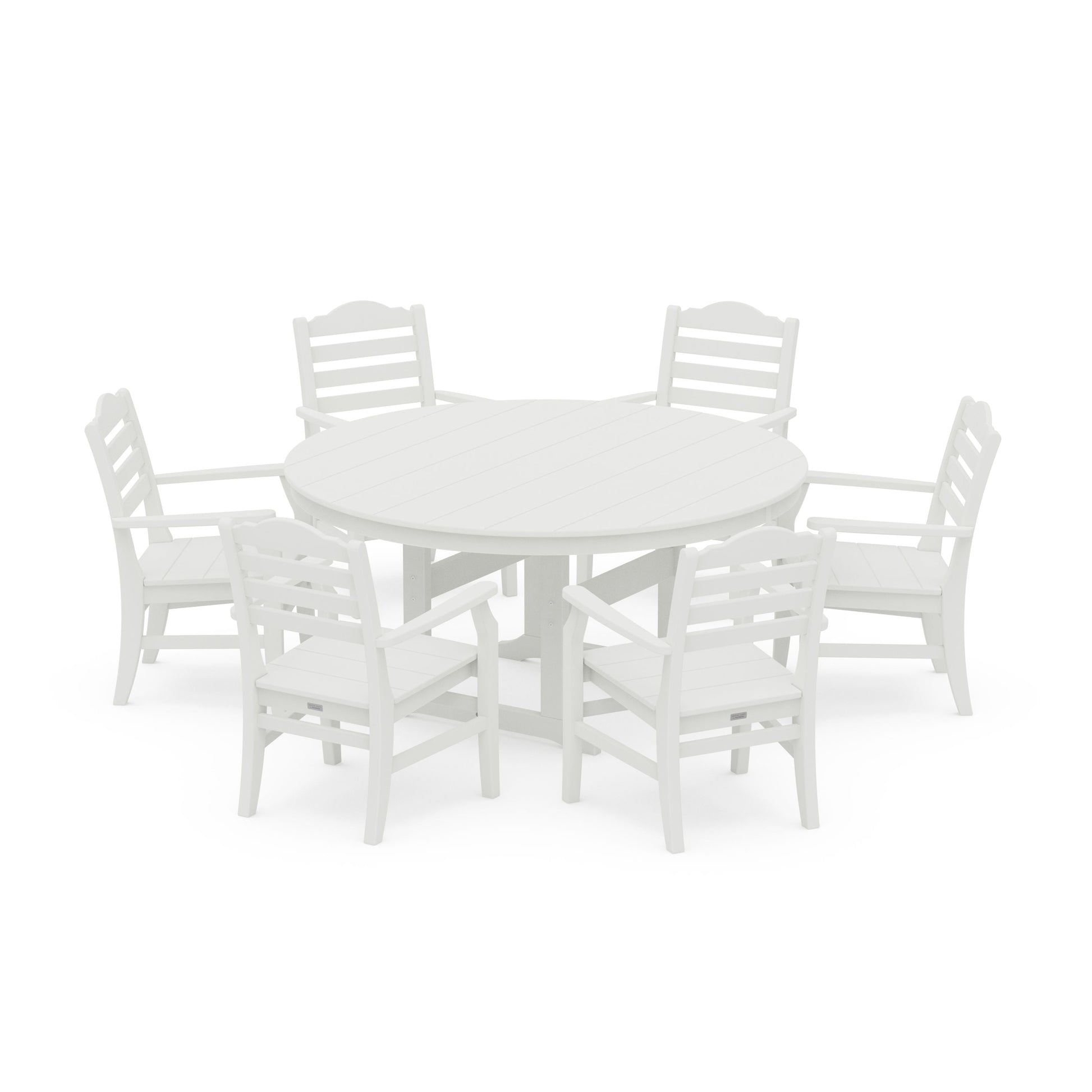 POLYWOOD Savannah 7-Piece Arm Chair Round Farmhouse Dining Set — Vintage White