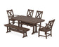 POLYWOOD Braxton 6-Piece Dining Set with Trestle Legs — Mahogany