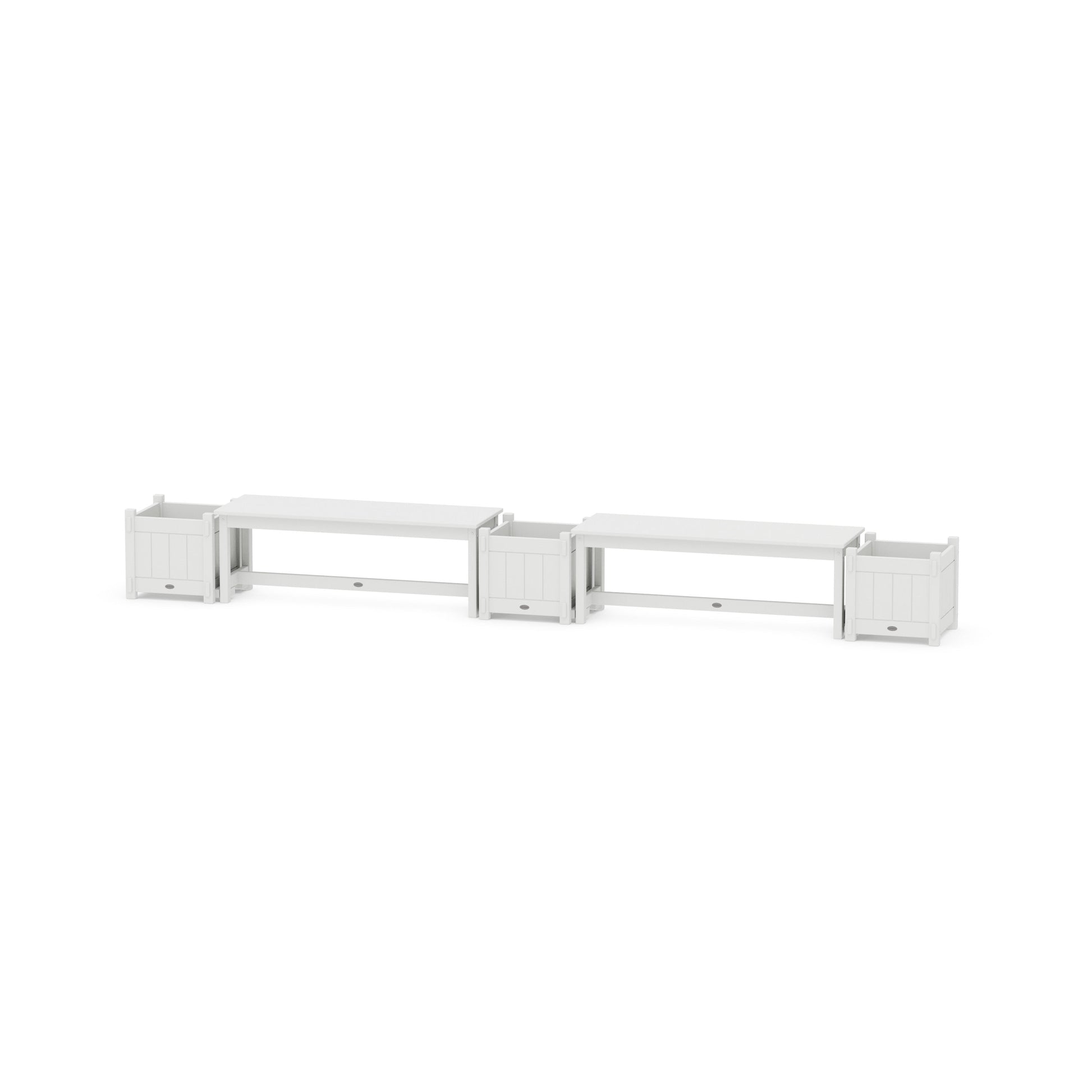 POLYWOOD 48" Vineyard Straight Double Planter Bench Set — White