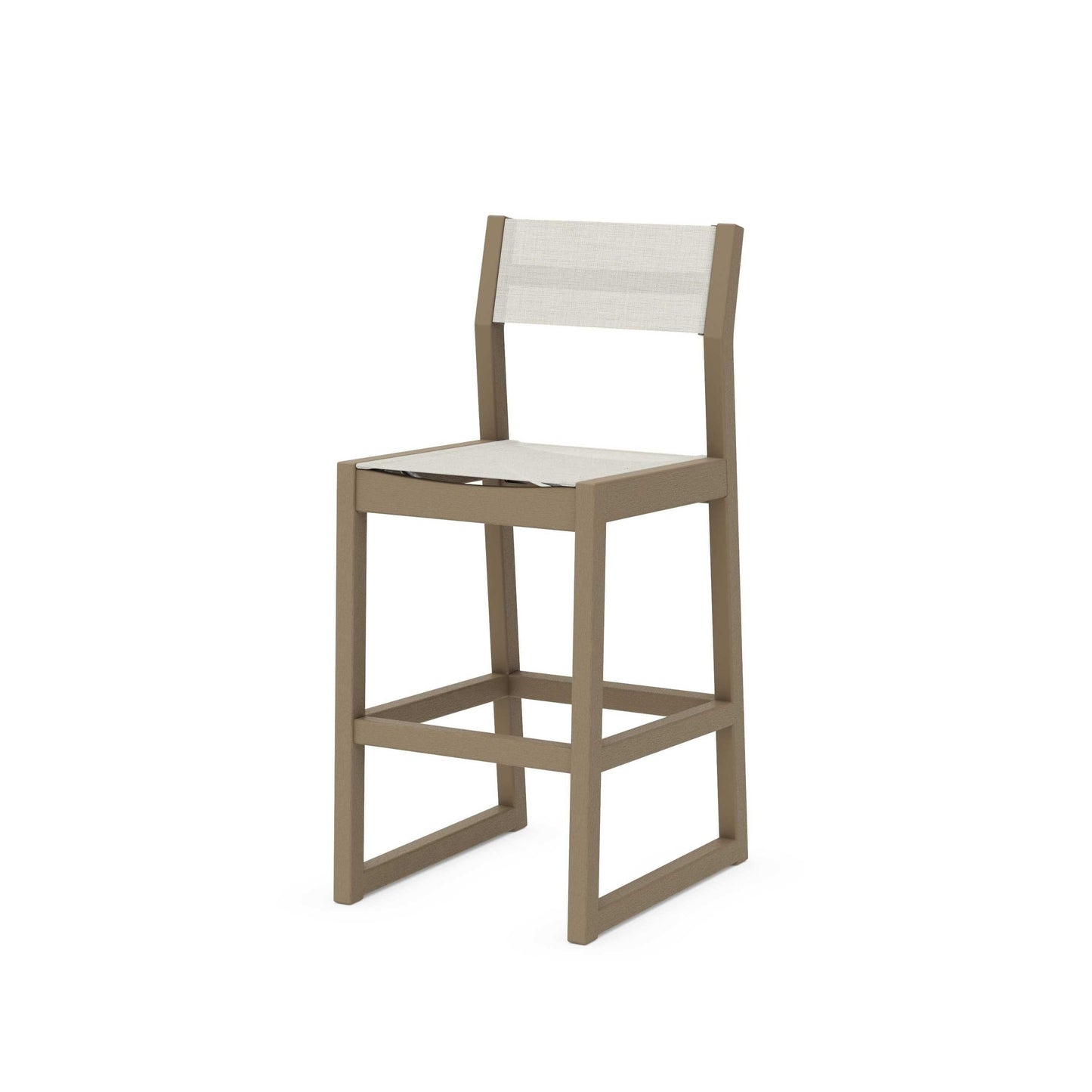POLYWOOD EDGE Sling Bar Side Chair — Vintage Sahara / Parchment Sling