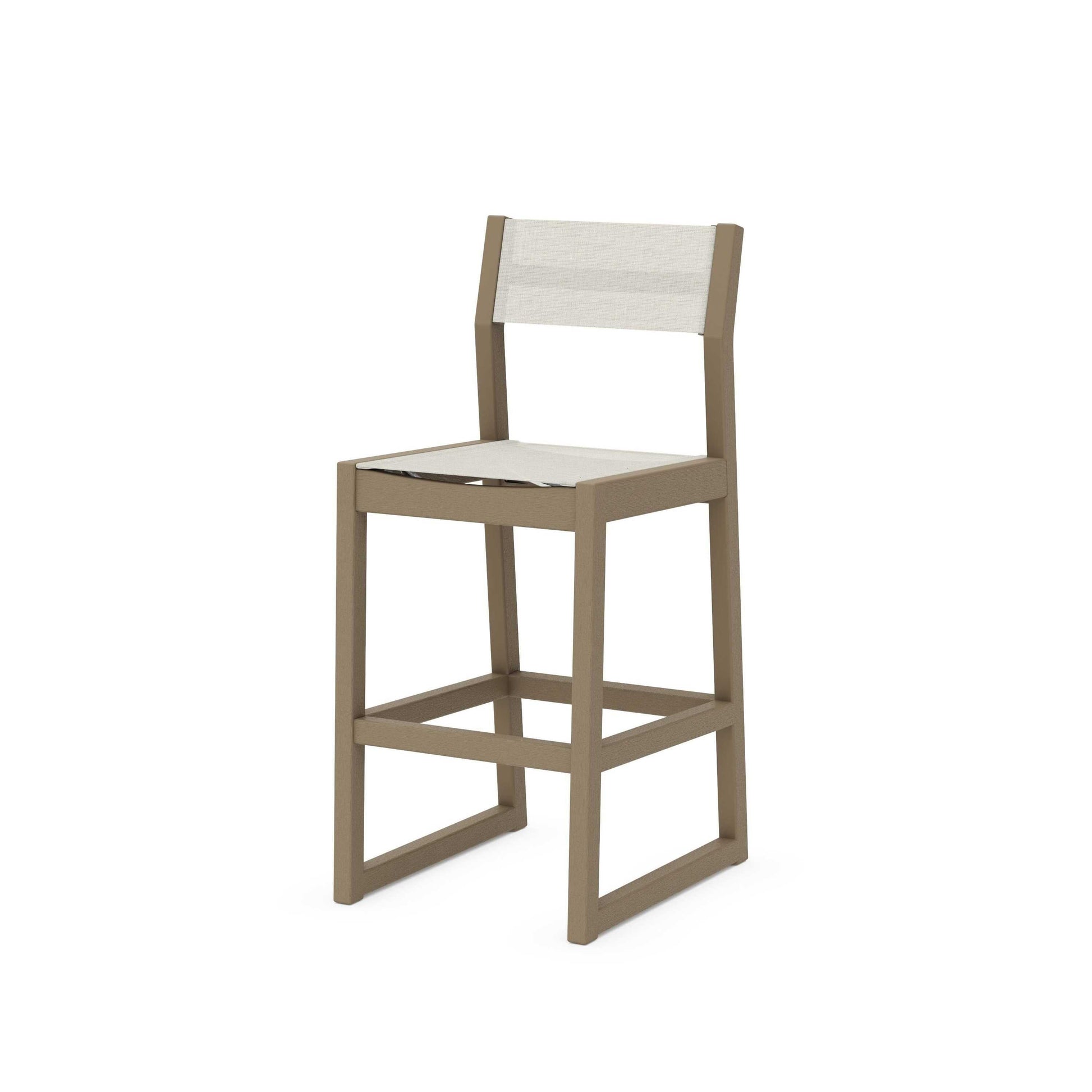 POLYWOOD EDGE Sling Bar Side Chair — Vintage Sahara / Parchment Sling