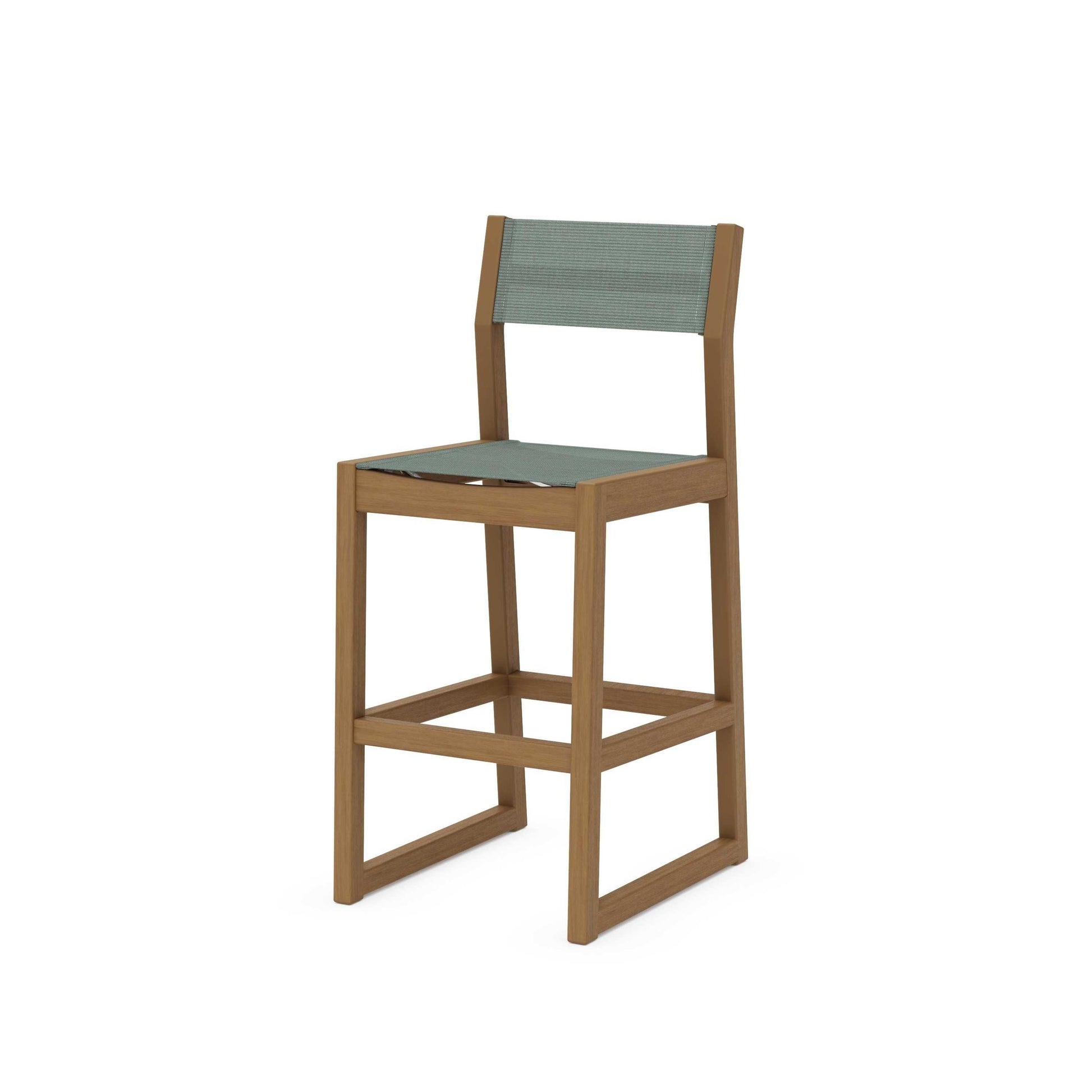 POLYWOOD EDGE Sling Bar Side Chair — Natural / Dupioni Sea Mist Sling