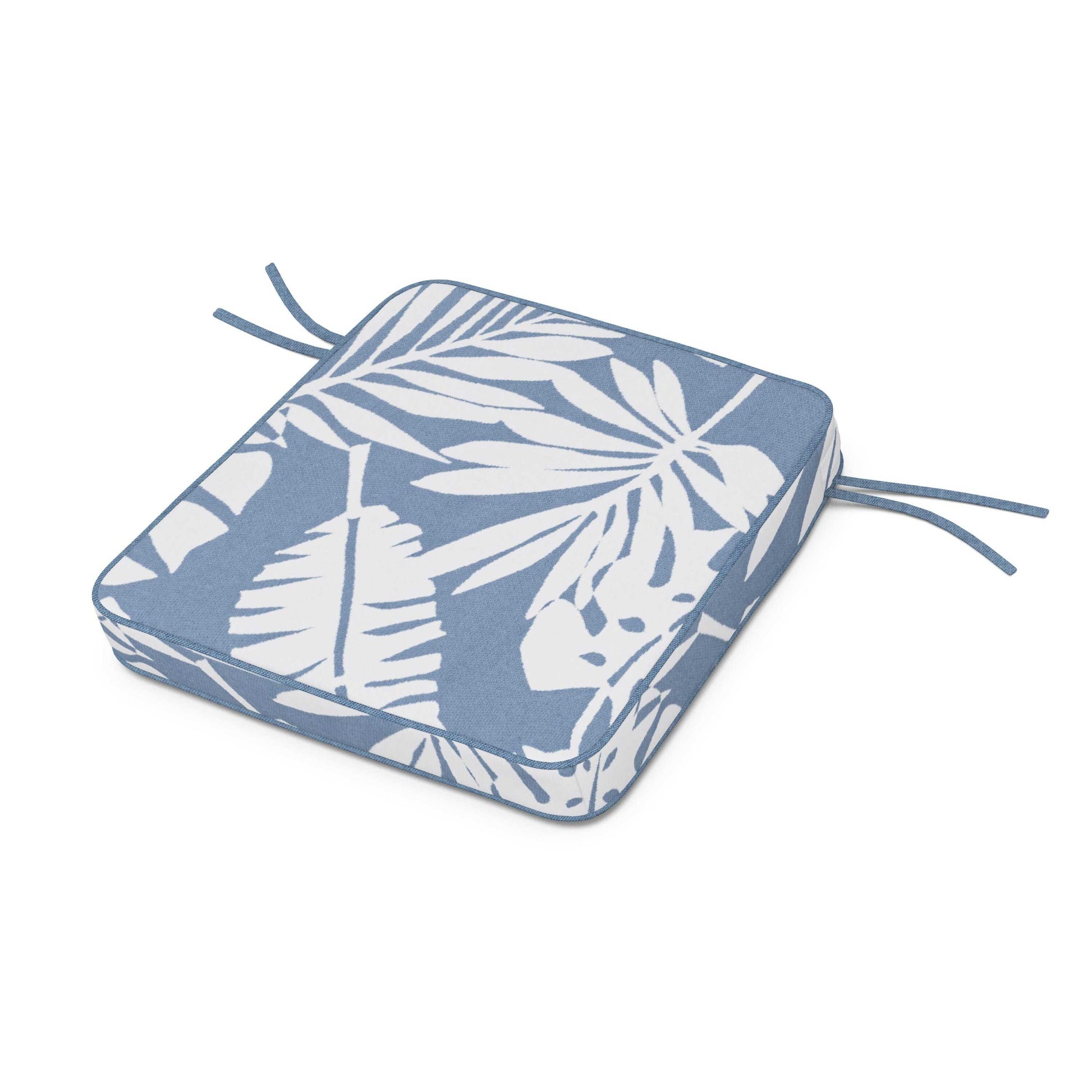 POLYWOOD Acadia Dining Arm Seat Cushion — Leaf Sky Blue