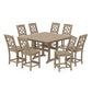 POLYWOOD Chinoiserie 9-Piece Square Side Chair Counter Set with Trestle Legs — Vintage Sahara
