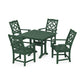 POLYWOOD Chinoiserie 5-Piece Farmhouse Dining Set with Trestle Legs — Green