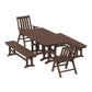 POLYWOOD Vineyard Folding Chair 6-Piece Dining Set with Benches — Mahogany