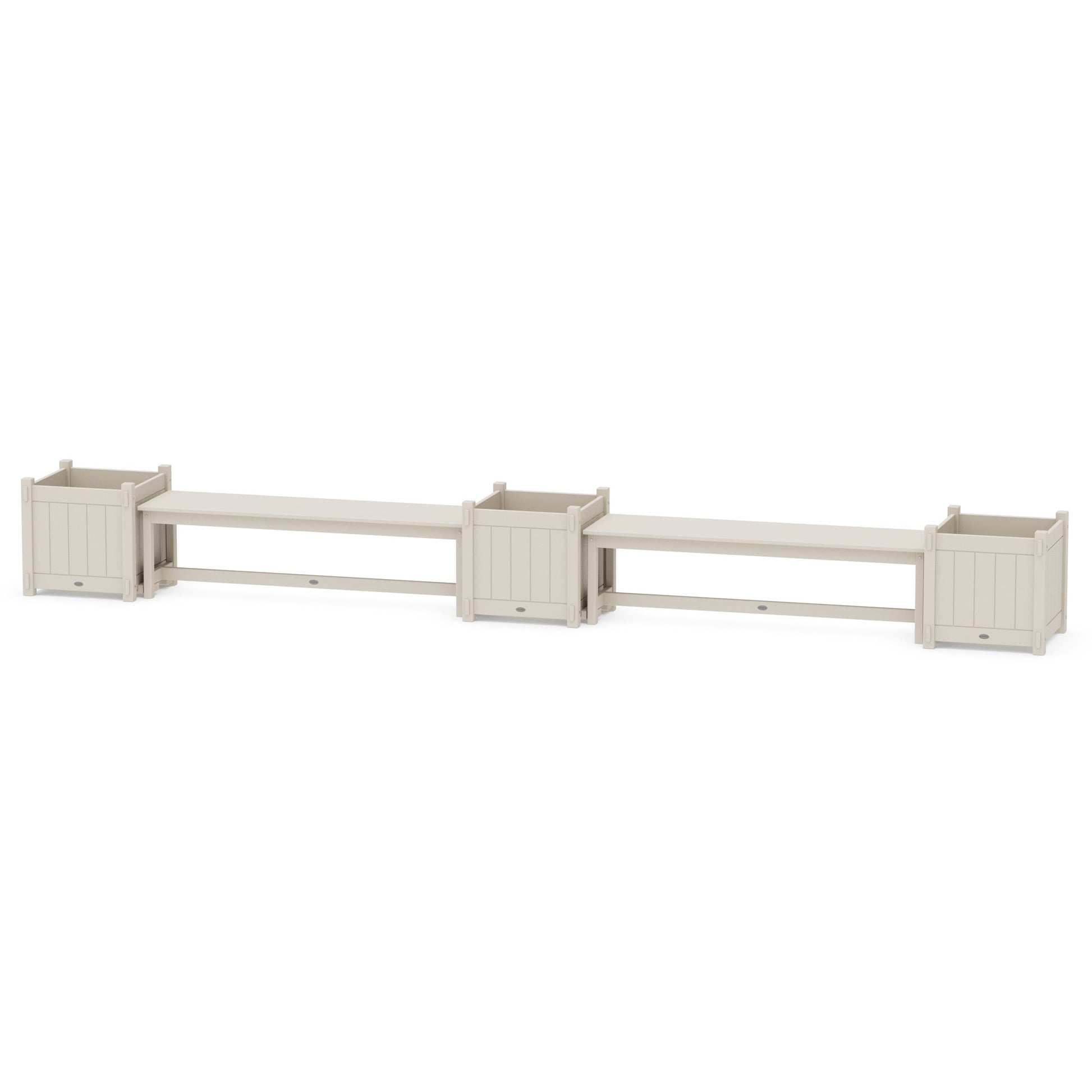 POLYWOOD 60" Vineyard Straight Double Planter Bench Set - Large — Sand