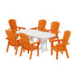 POLYWOOD Nautical Curveback Adirondack 7-Piece Dining Set — Tangerine / White
