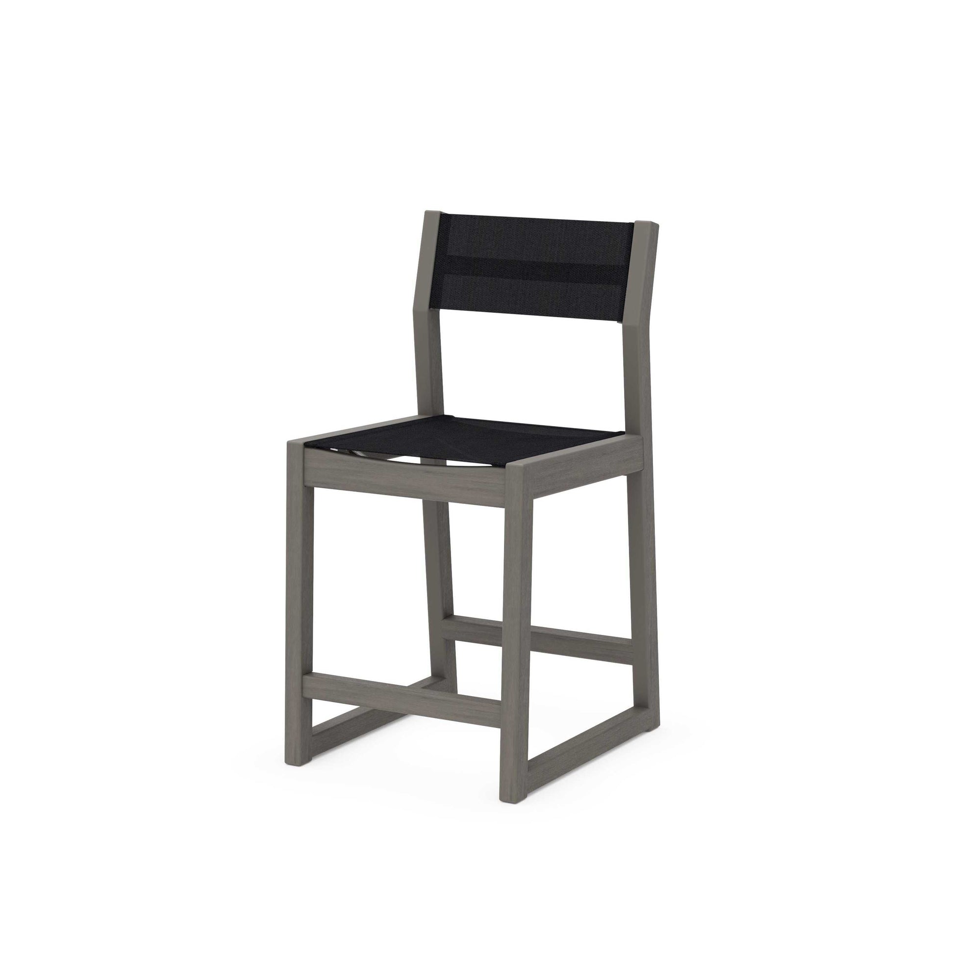 POLYWOOD EDGE Sling Counter Side Chair — Driftwood / Black Sling