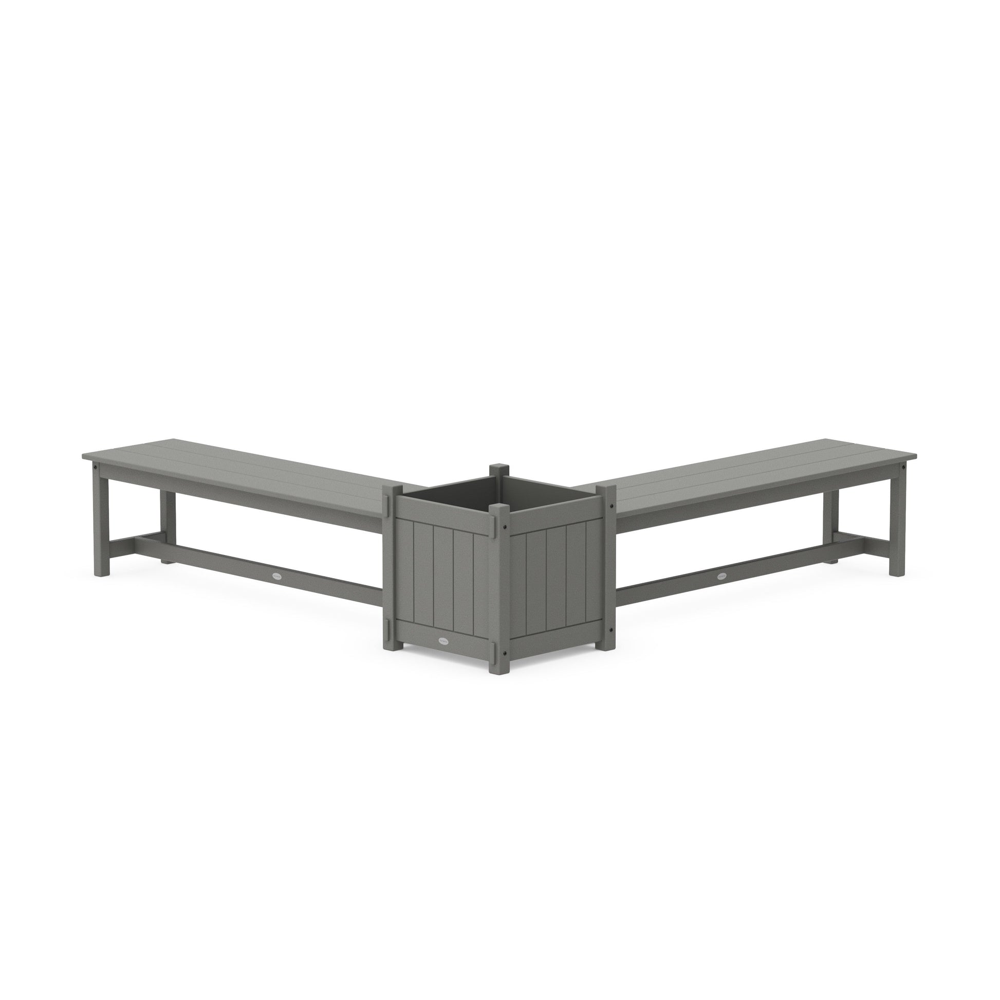 POLYWOOD 60" Vineyard L- Shaped Planter Bench Set- Large — Slate Grey